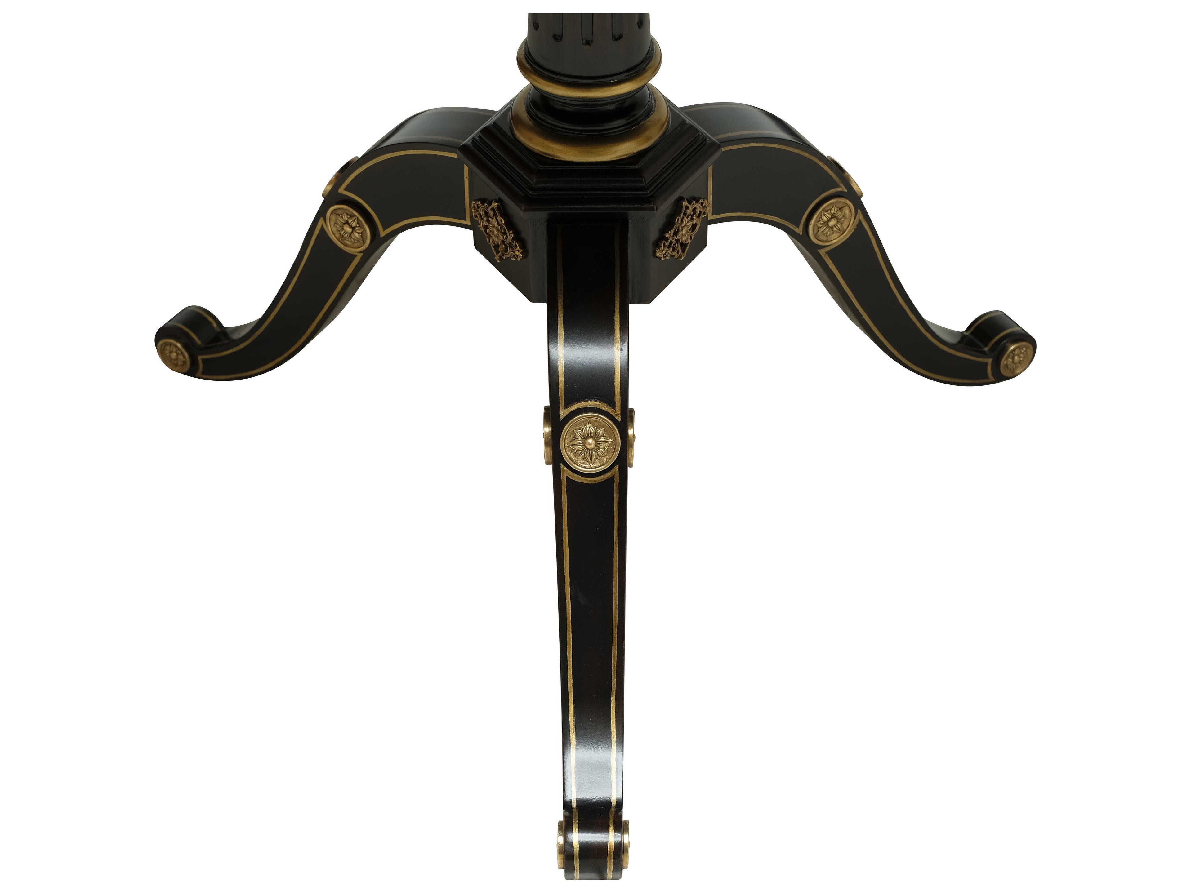 Maitland Smith Eclipse Round Faux Marble Ebonized End Table