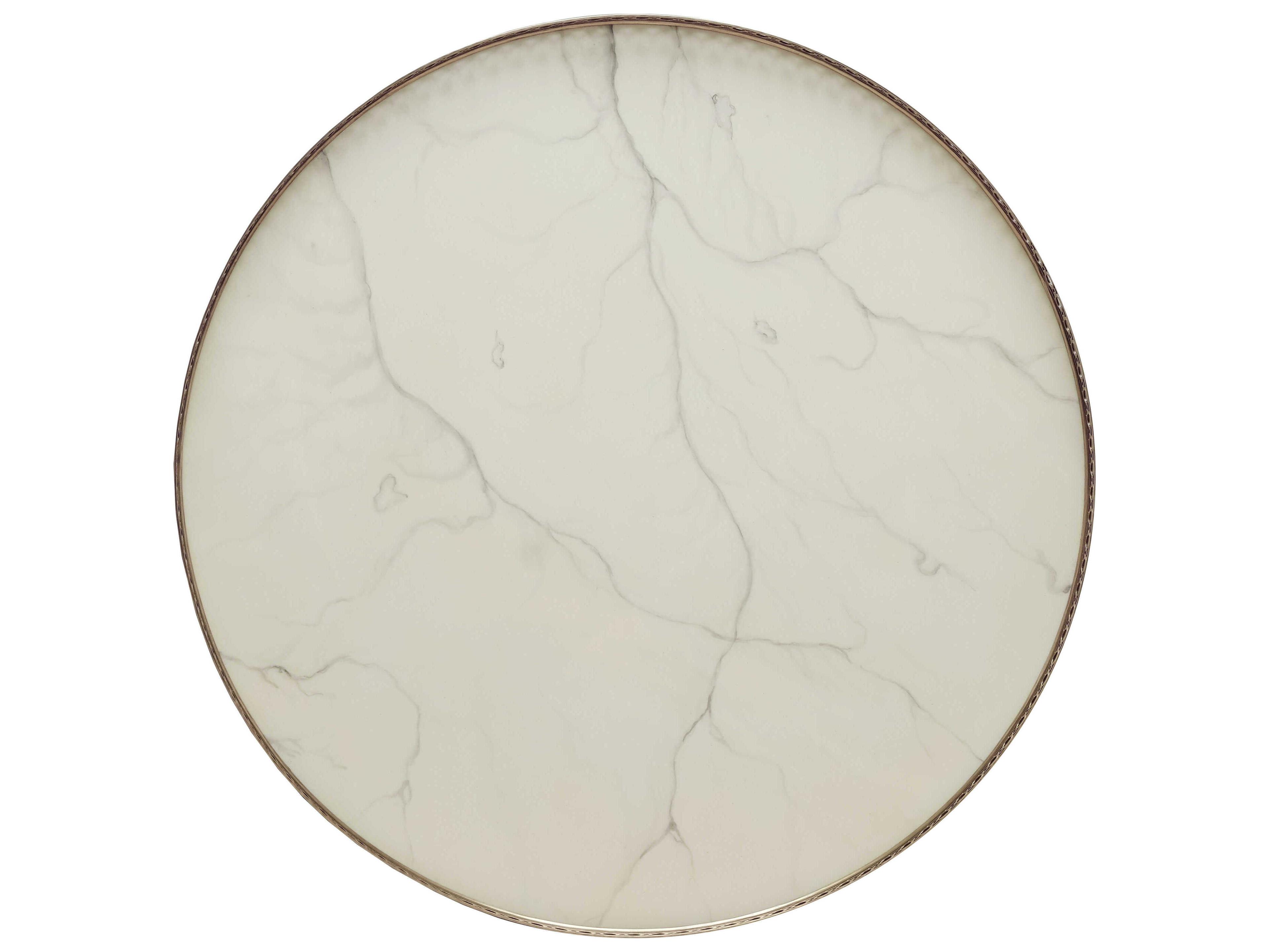 Maitland Smith Eclipse Round Faux Marble Ebonized End Table