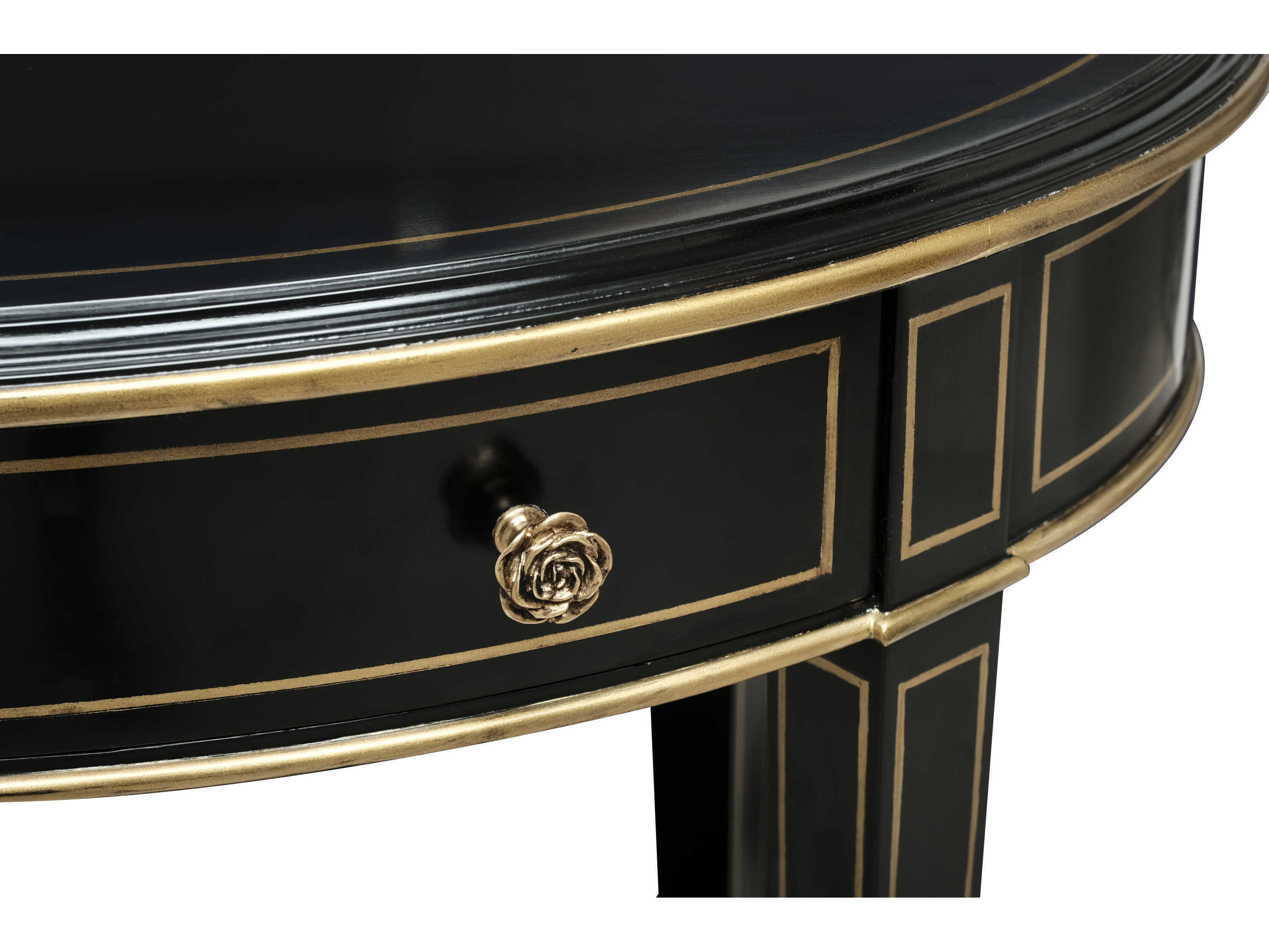 Maitland Smith Equinox Oval Wood Noir Antiqued Gold End Table