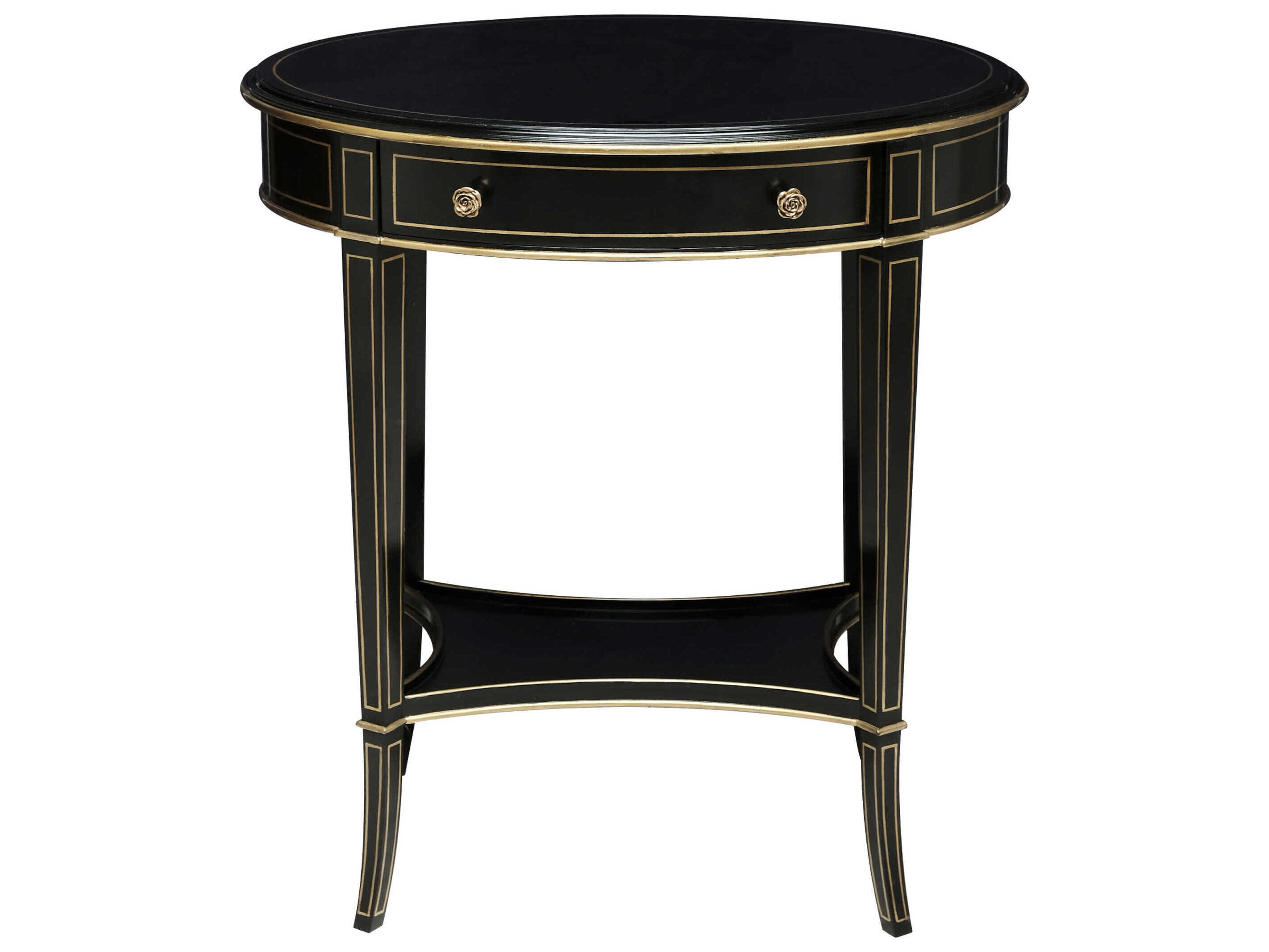 Maitland Smith Equinox Oval Wood Noir Antiqued Gold End Table