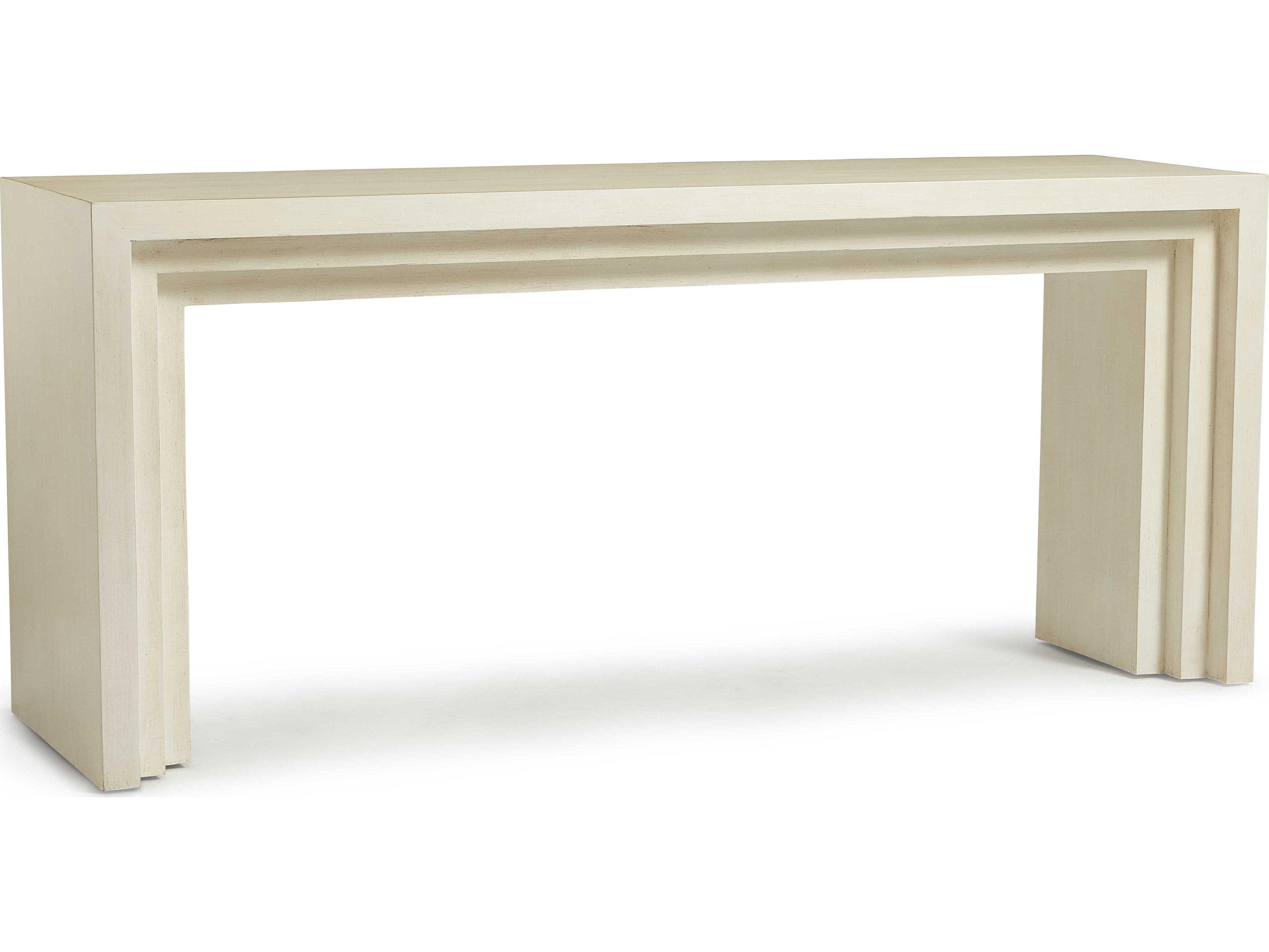 Maitland Smith Aries Rectangular Wood Antique White Console Table