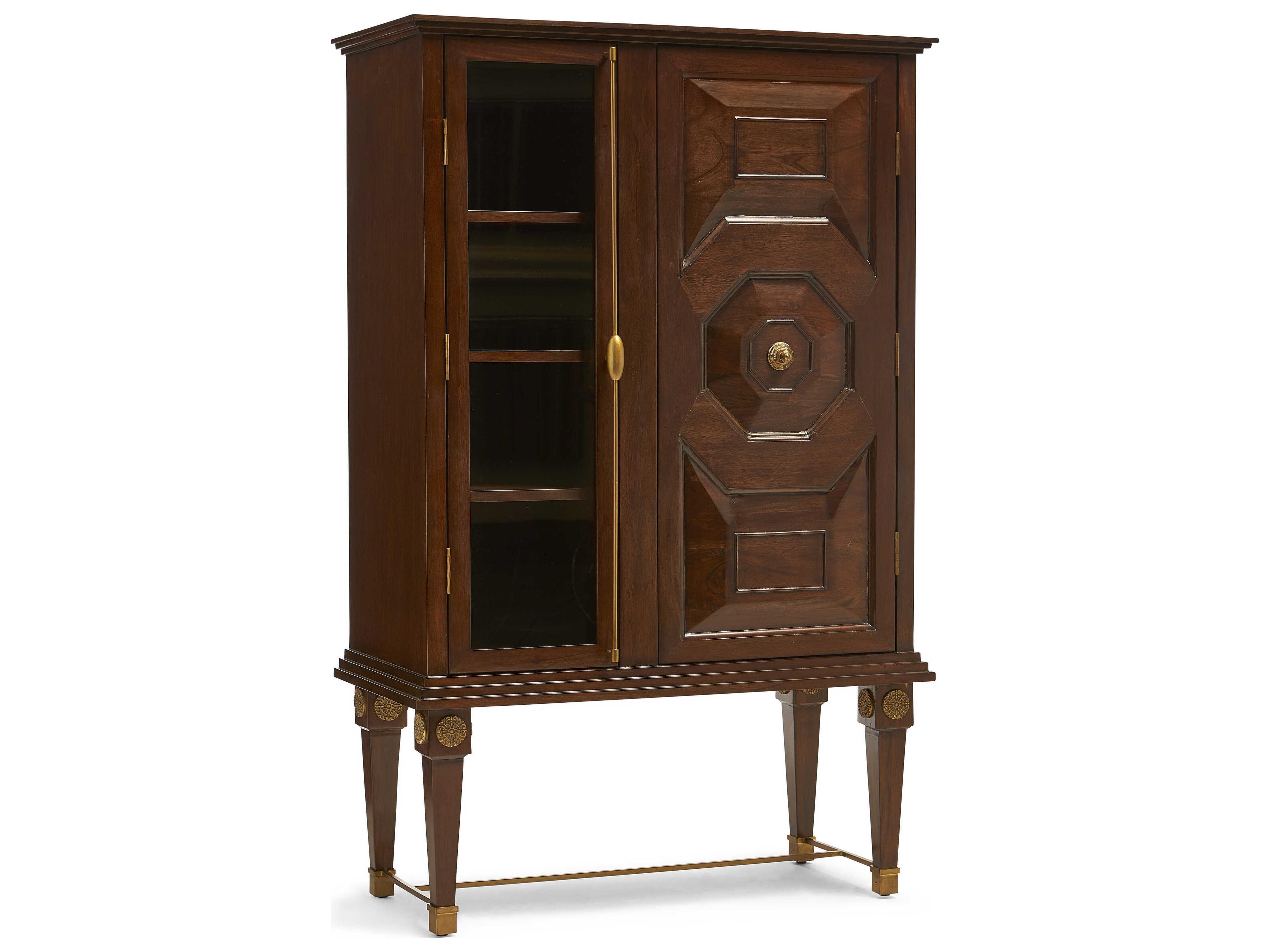 Maitland Smith Brown Mahogany Wood Bar Cabinet