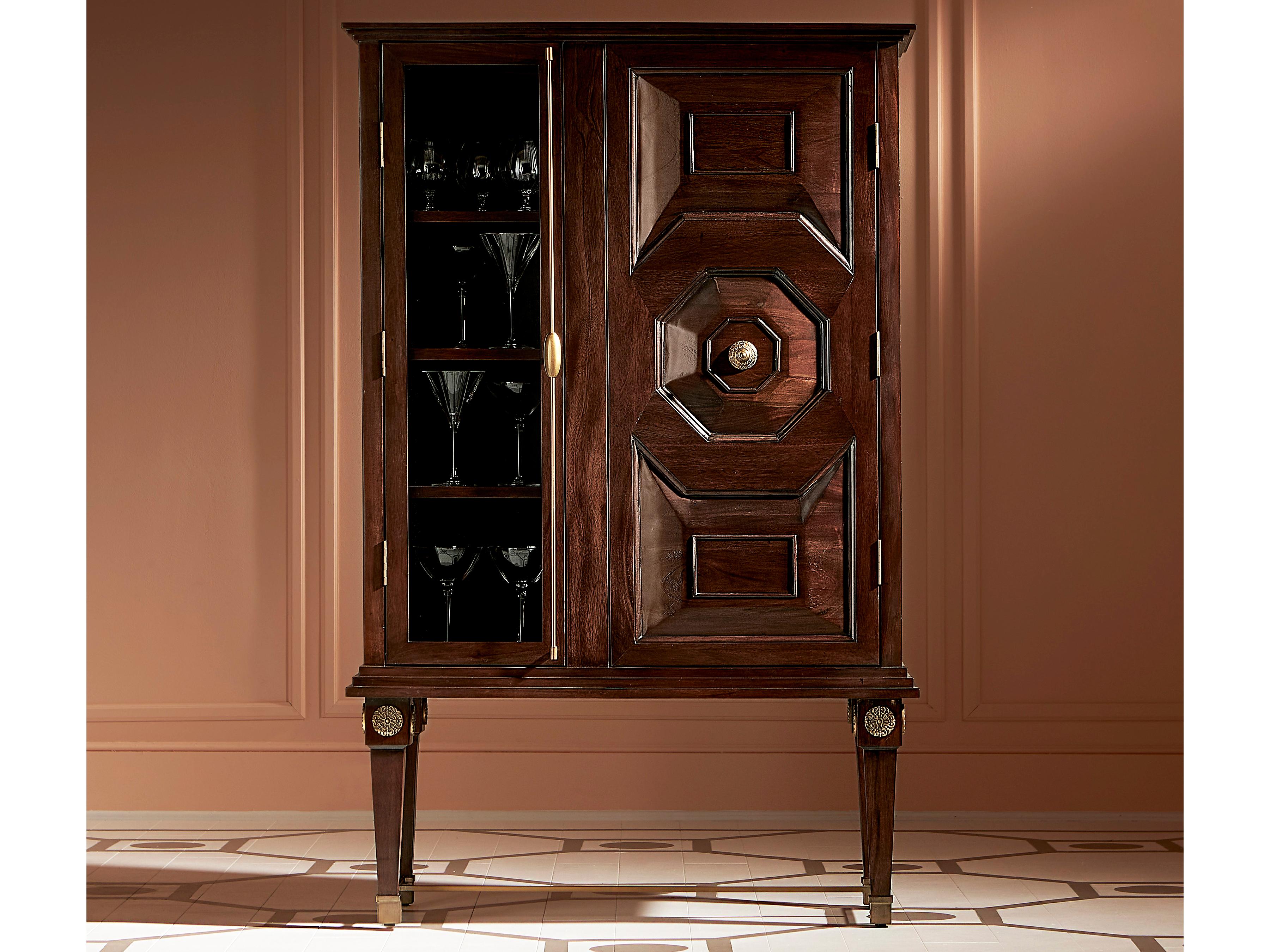 Maitland Smith Brown Mahogany Wood Bar Cabinet