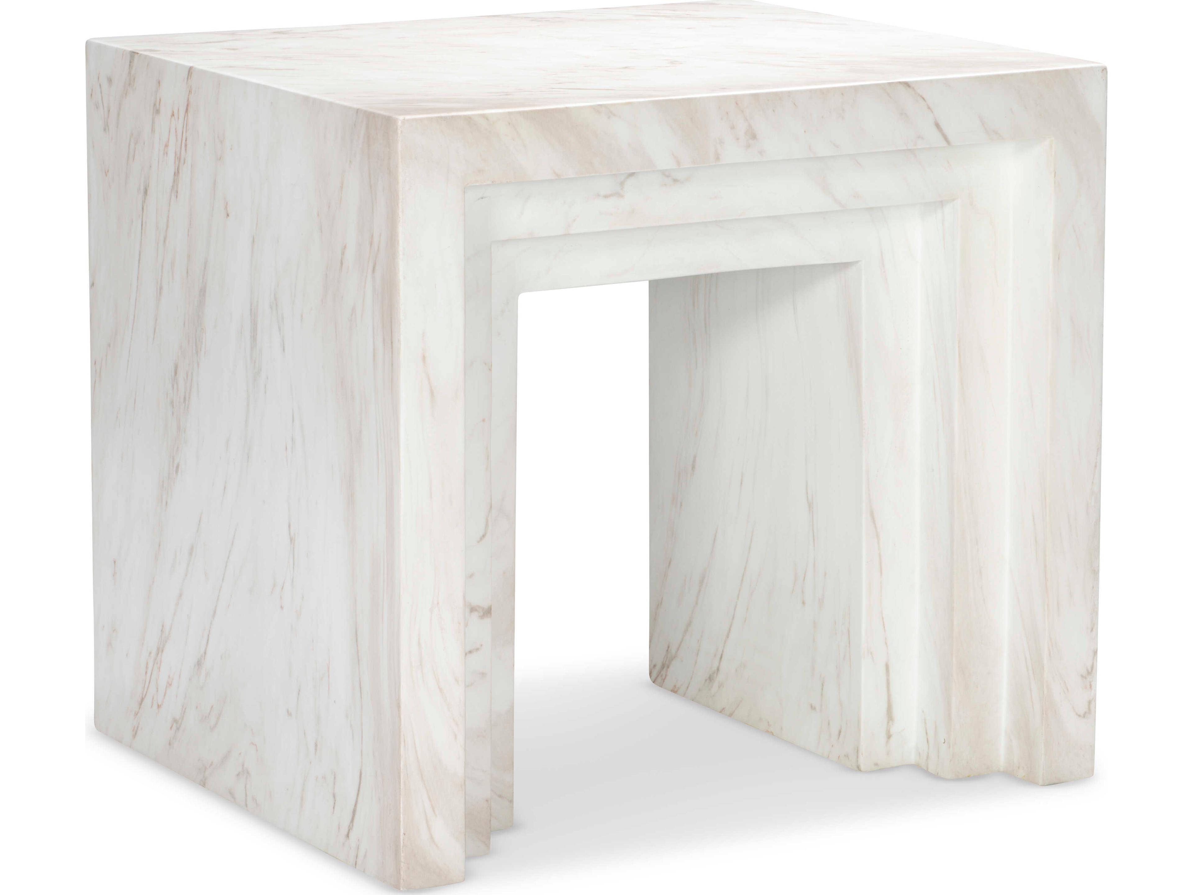 Maitland Smith Aries Rectangular Faux Marble End Table