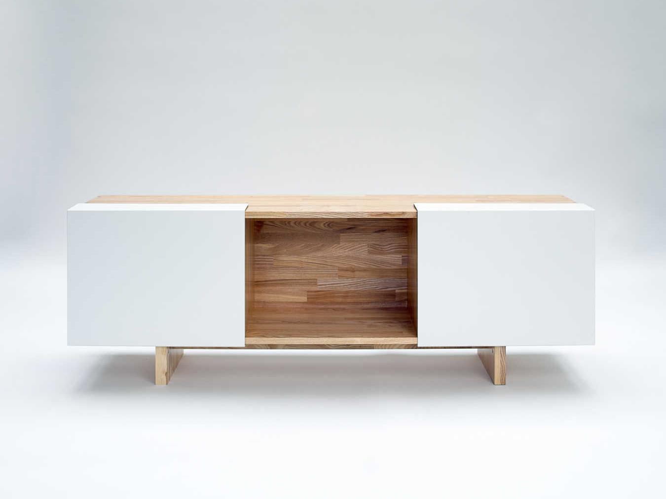 Mash Studios Rectangular Wood Ash Matte White Console Table