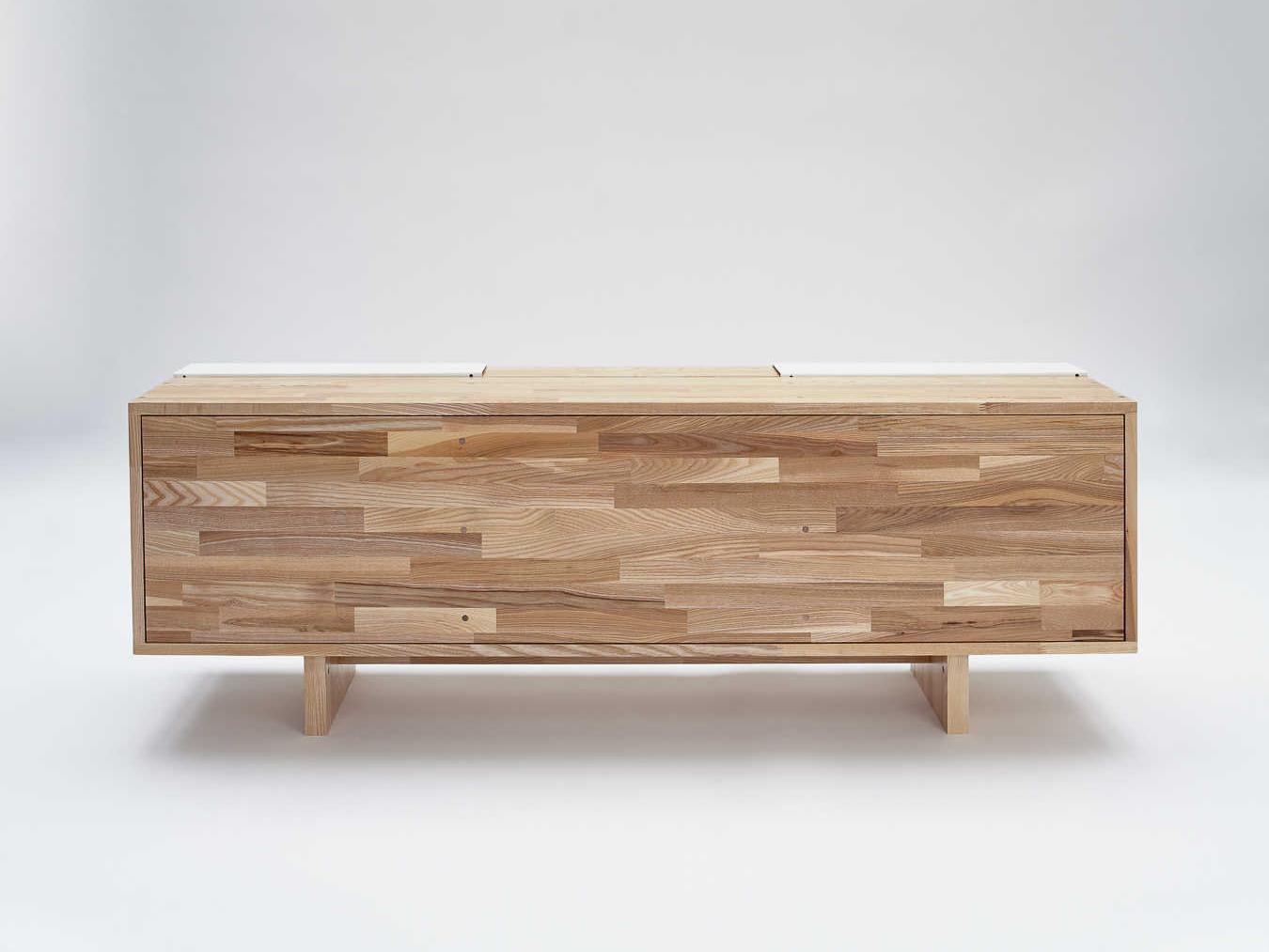 Mash Studios Rectangular Wood Ash Matte White Console Table