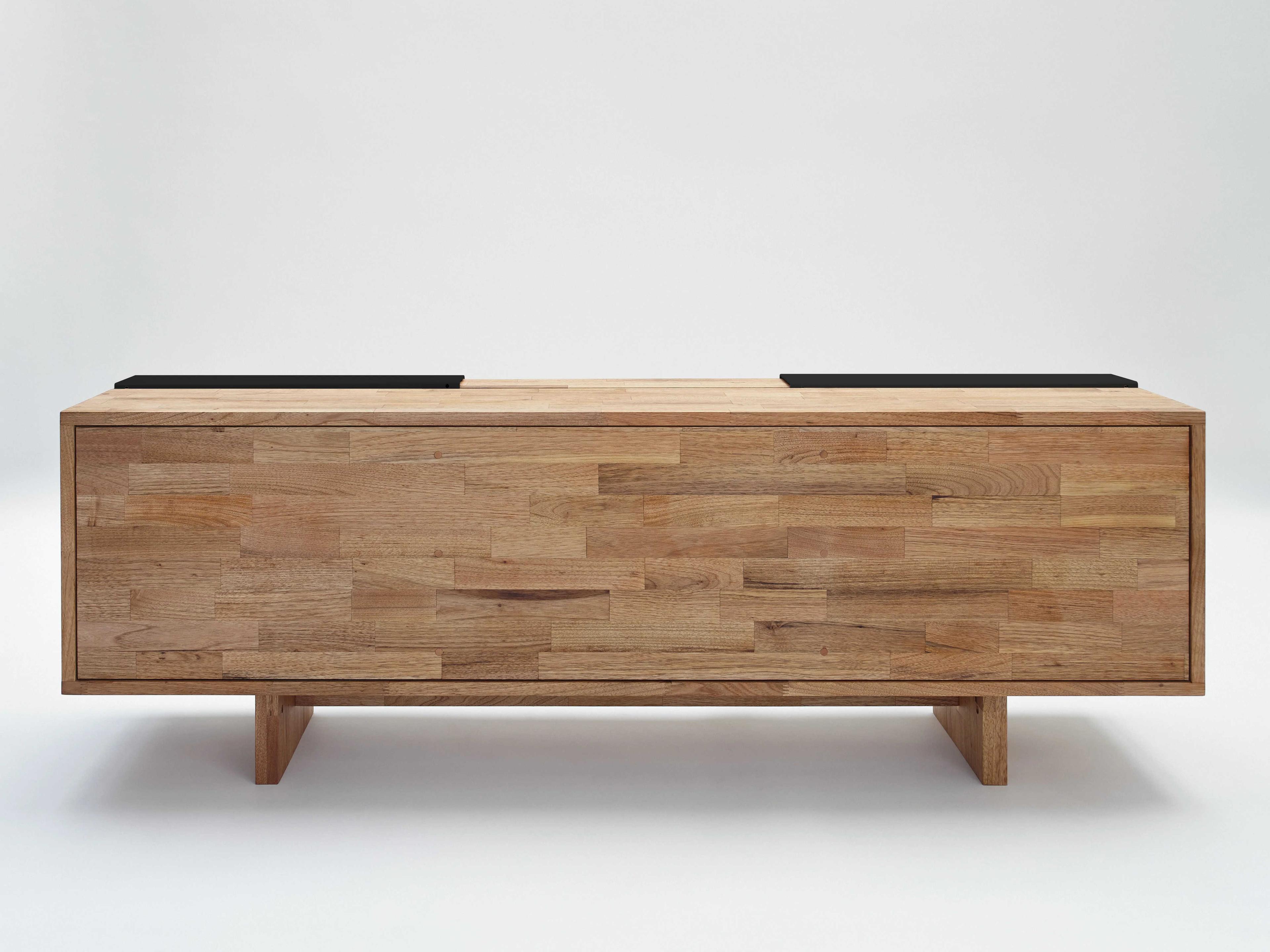 Mash Studios Rectangular Wood Walnut Matt Black Console Table