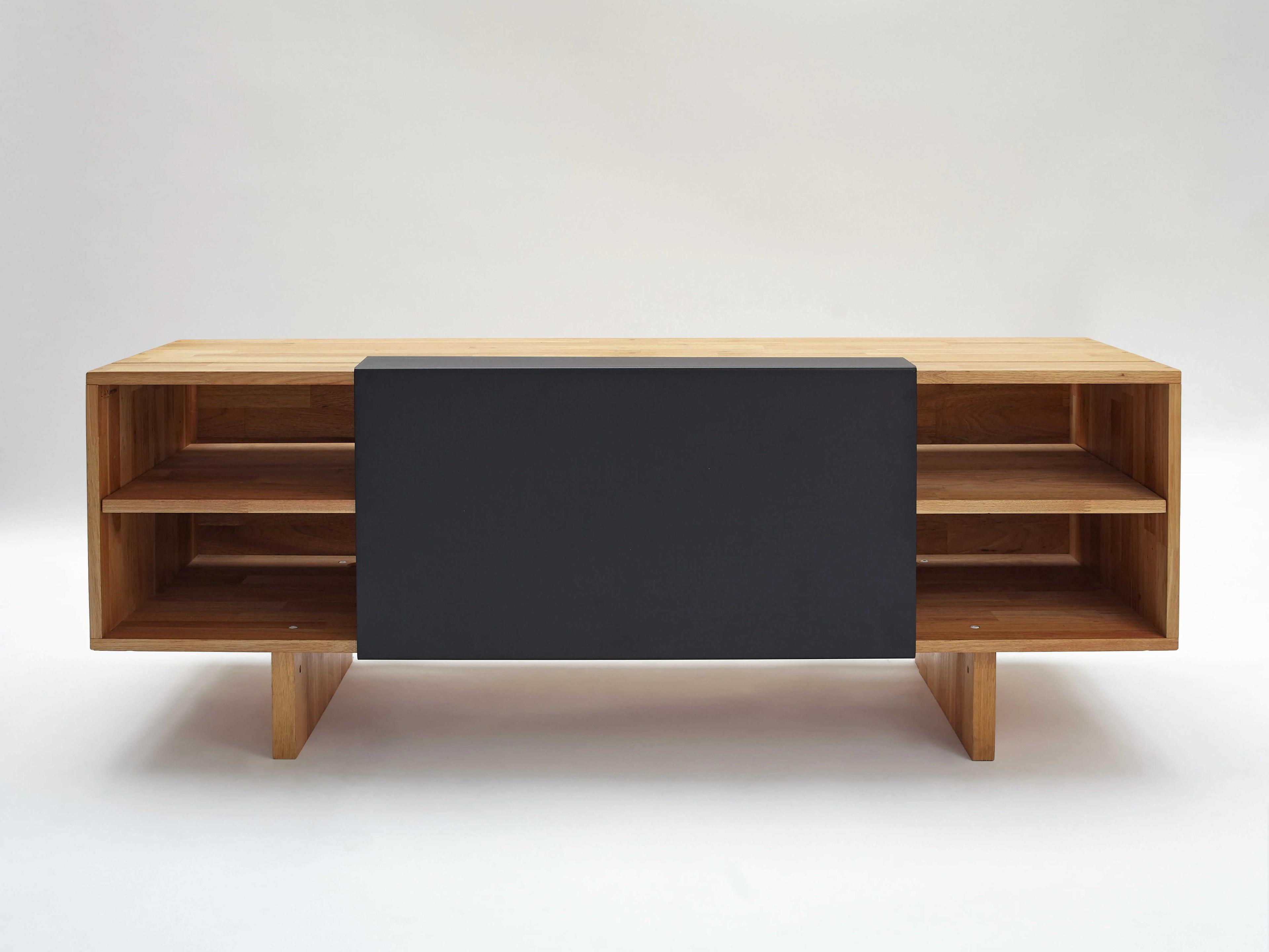 Mash Studios 58" Walnut Wood Matte Black Media Console