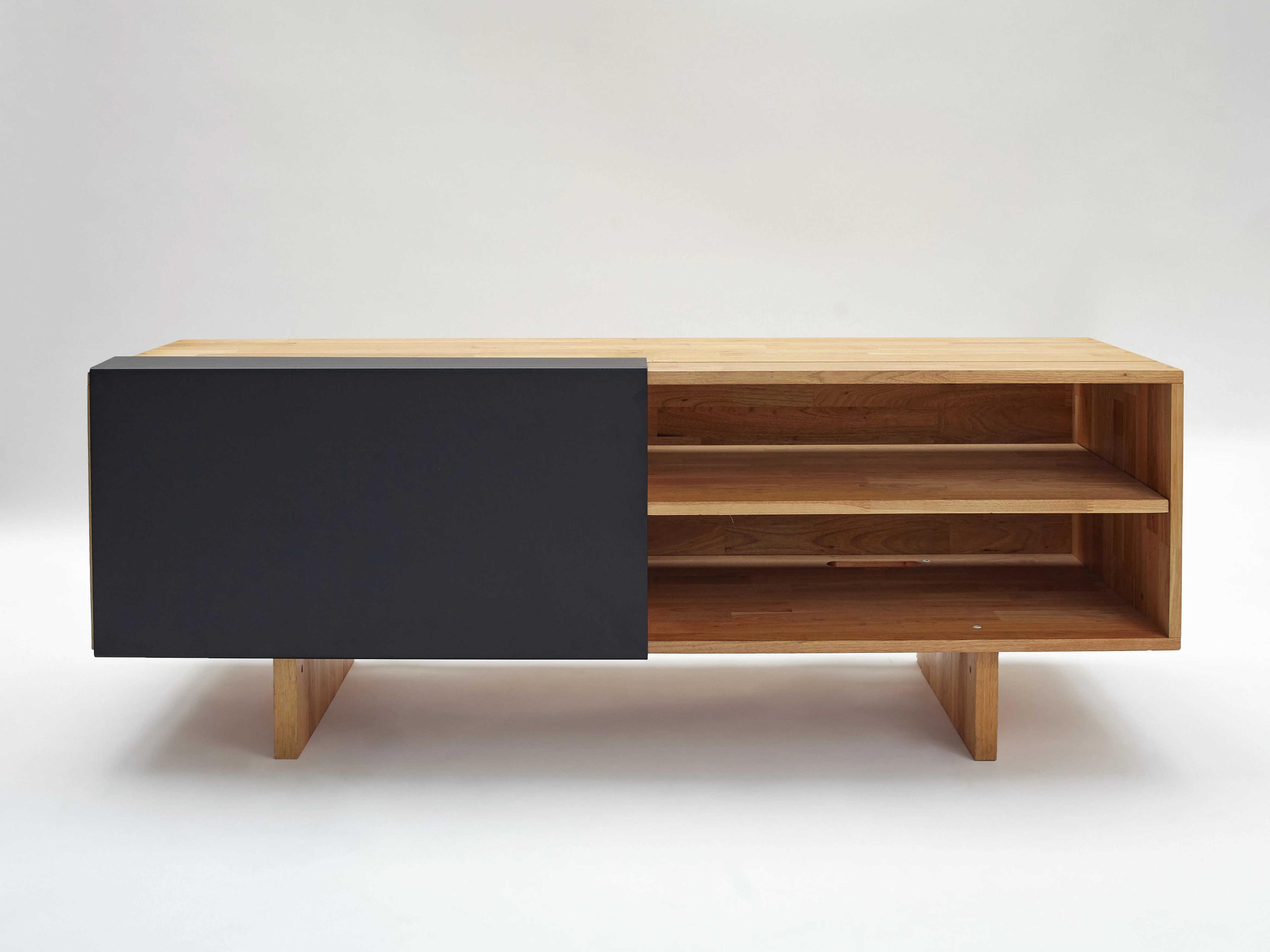 Mash Studios 58" Walnut Wood Matte Black Media Console