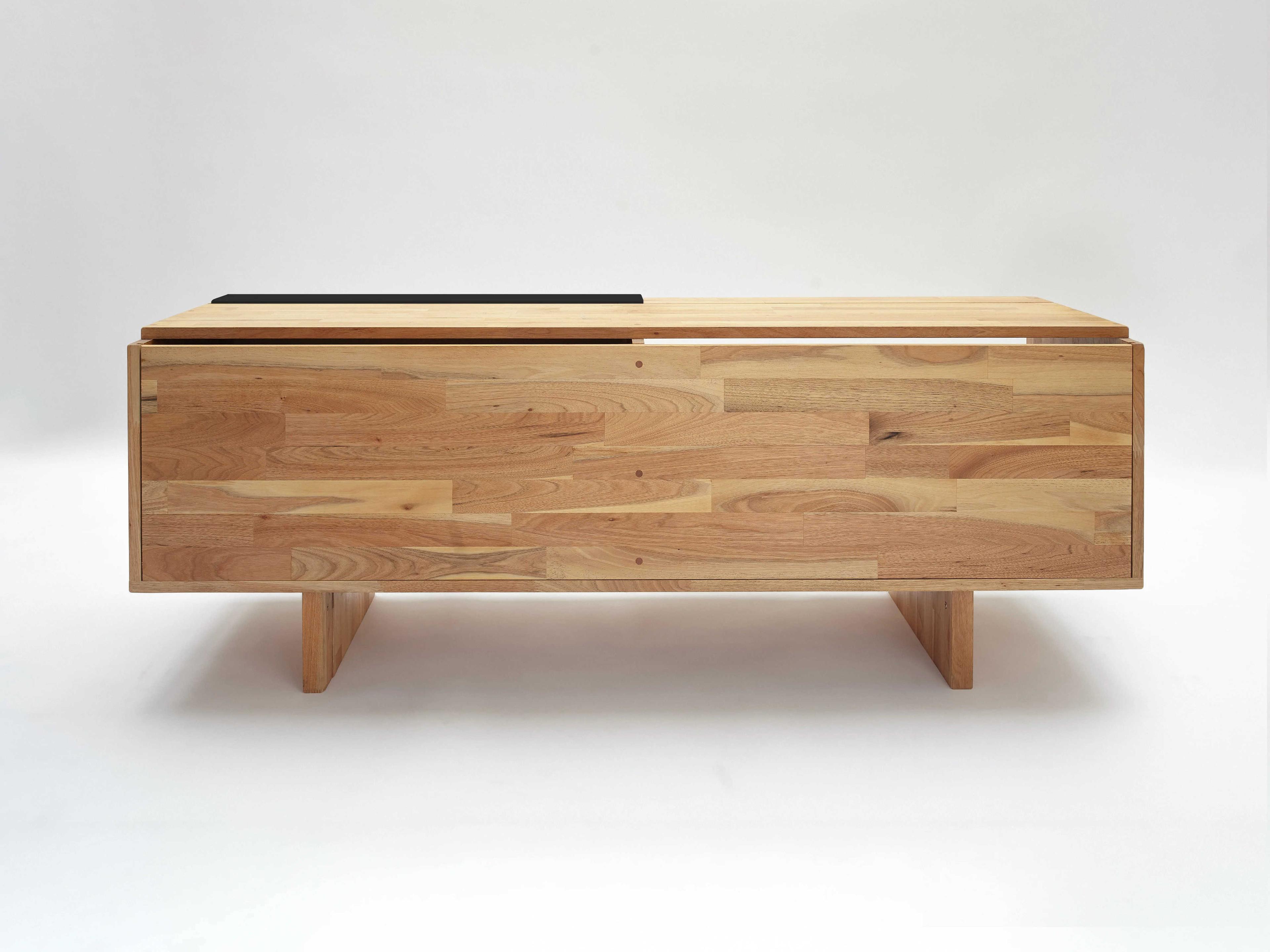 Mash Studios 58" Walnut Wood Matte Black Media Console