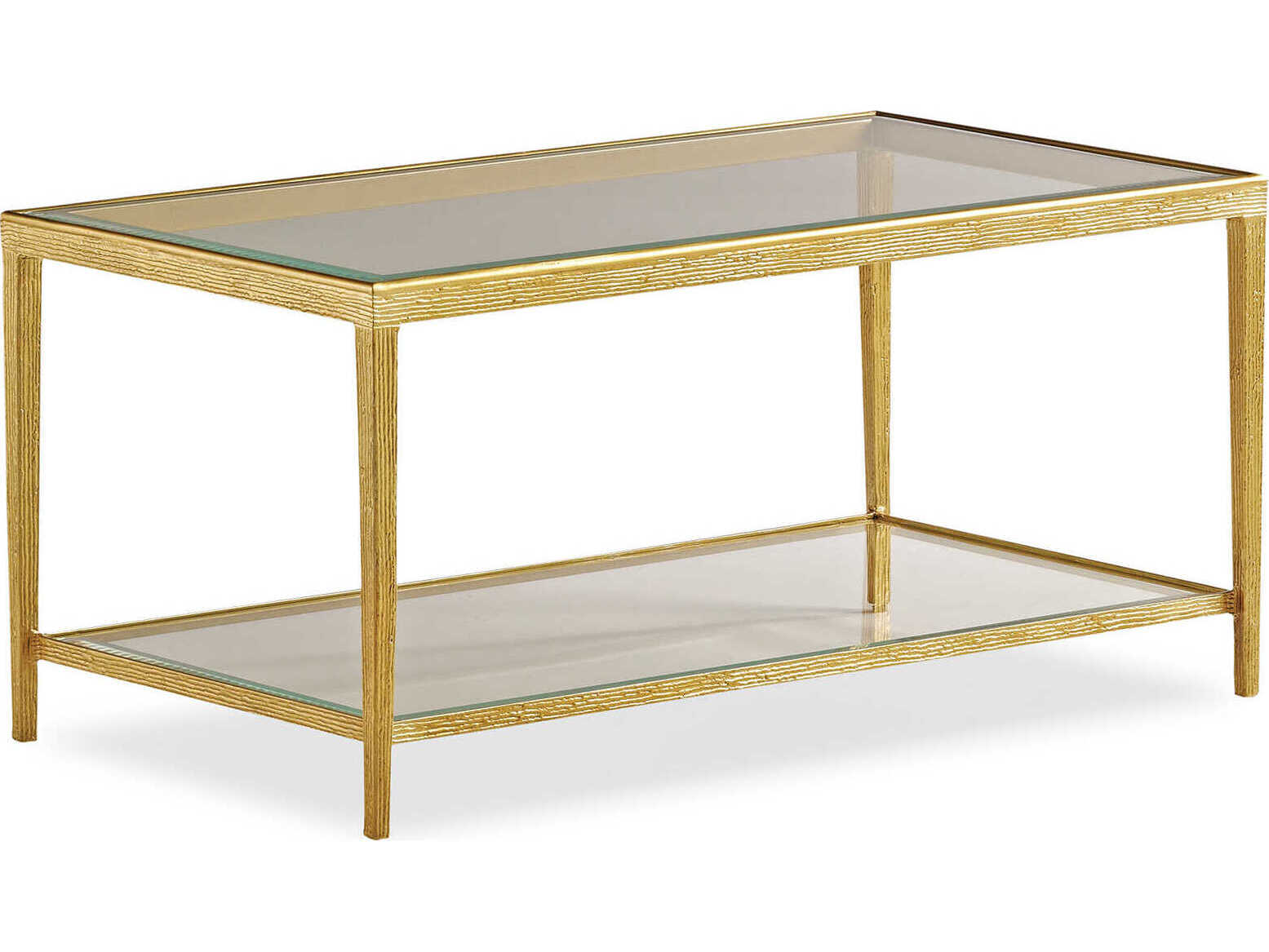 Maitland Smith Jinx Rectangular Glass Brass Cocktail Table