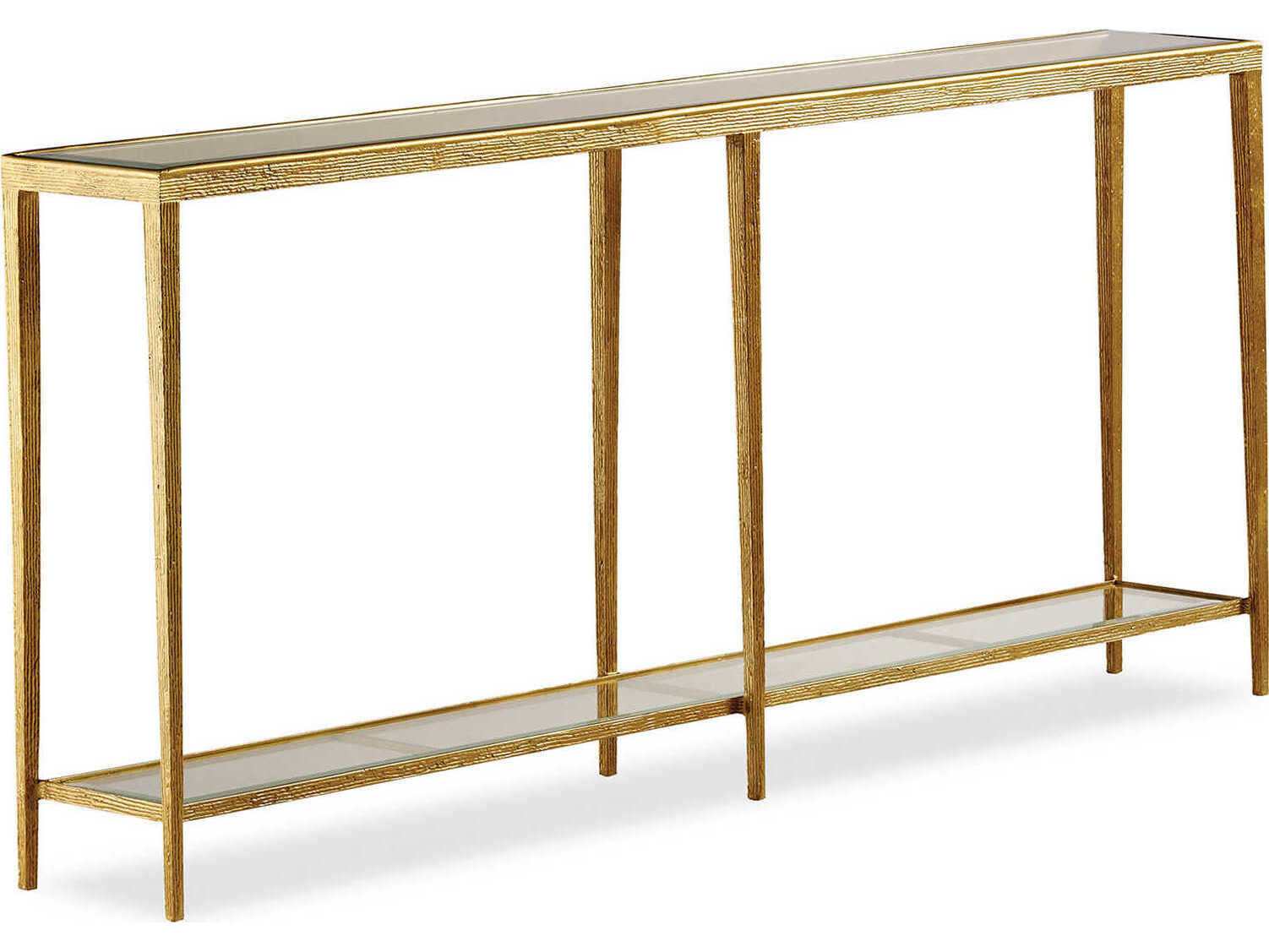 Maitland Smith Jinx Rectangular Glass Brass Console Table