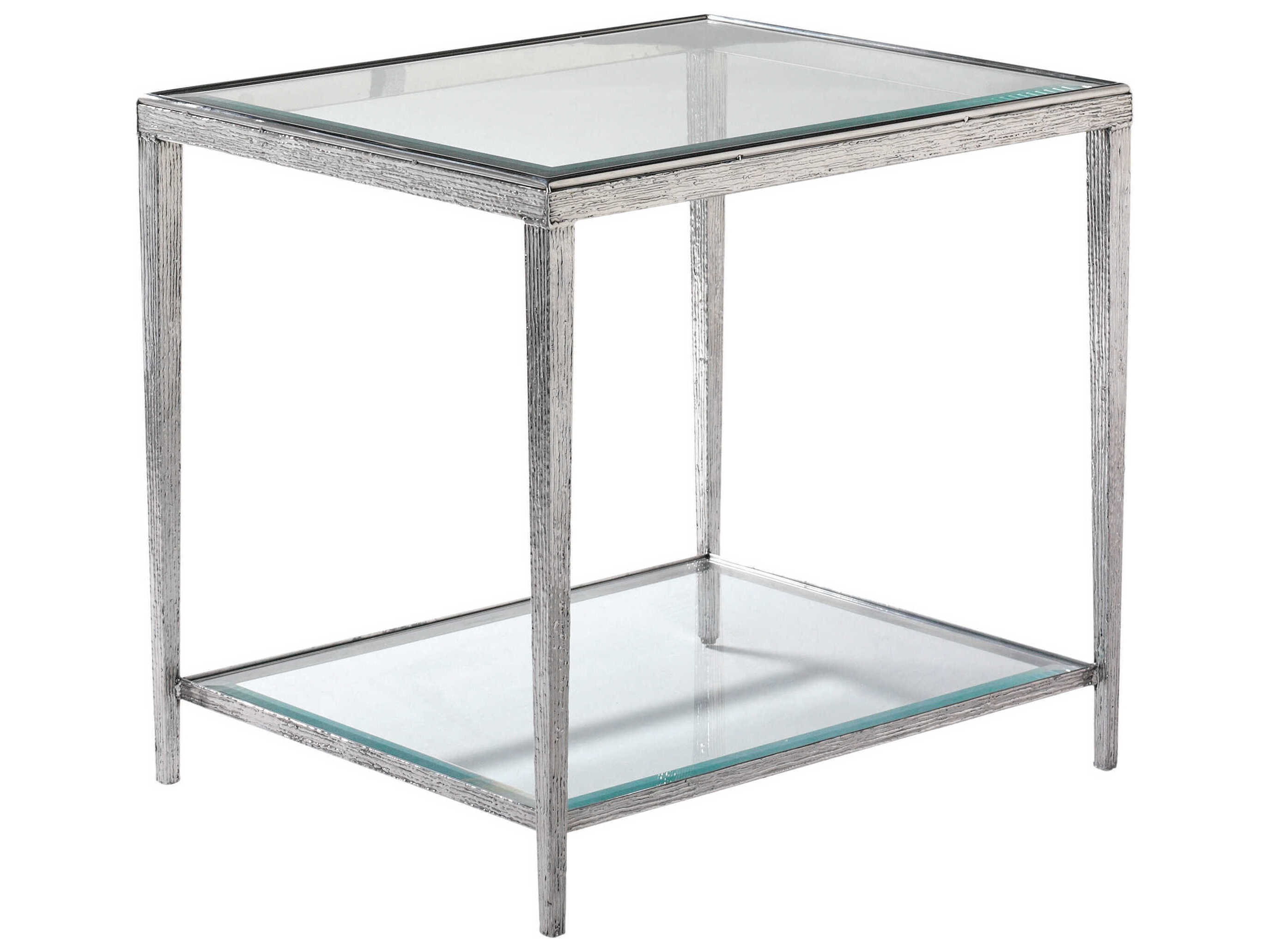 Maitland Smith Jinx Rectangular Glass Nickel End Table