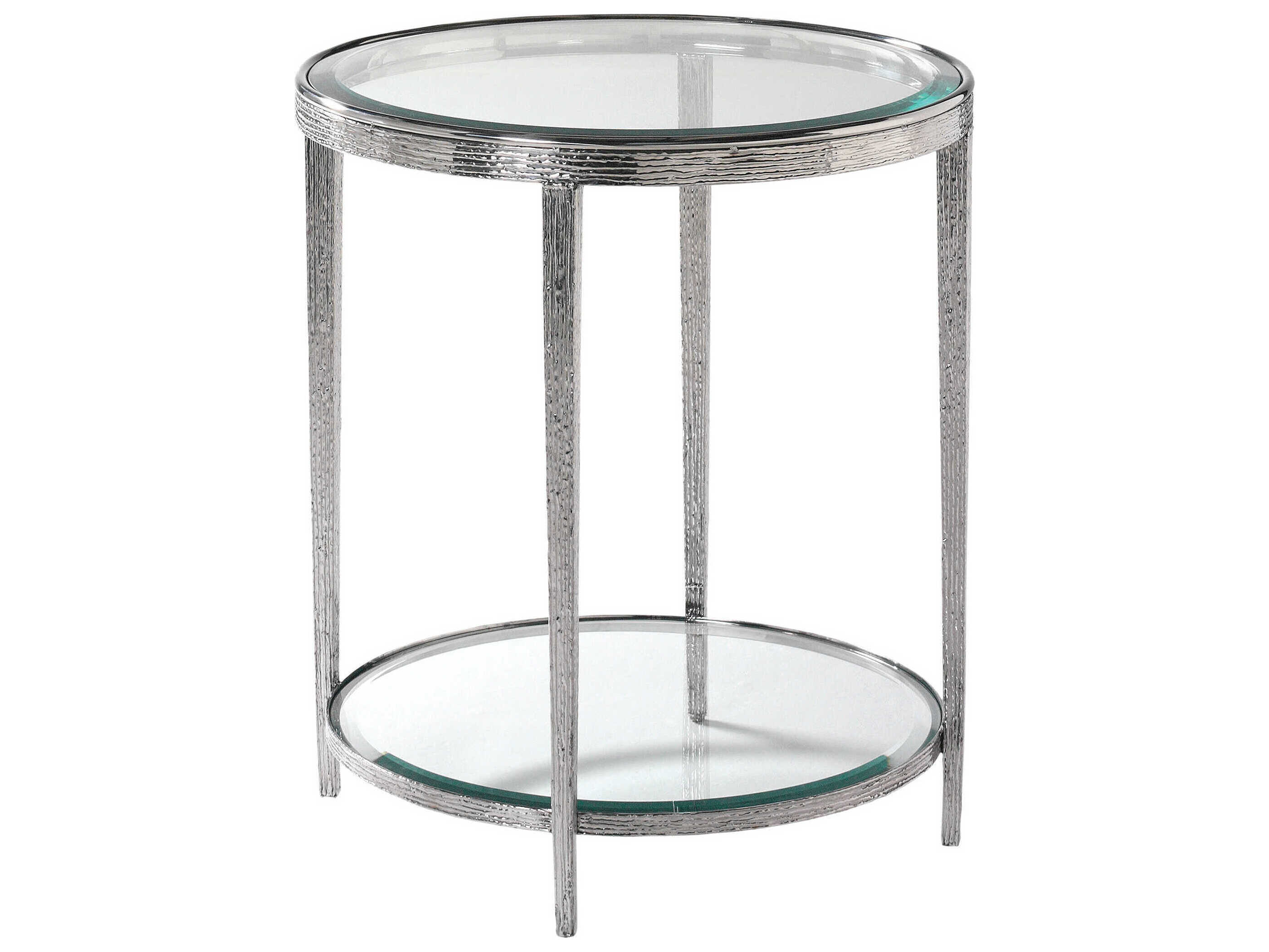 Maitland Smith Jinx Round Glass Nickel End Table