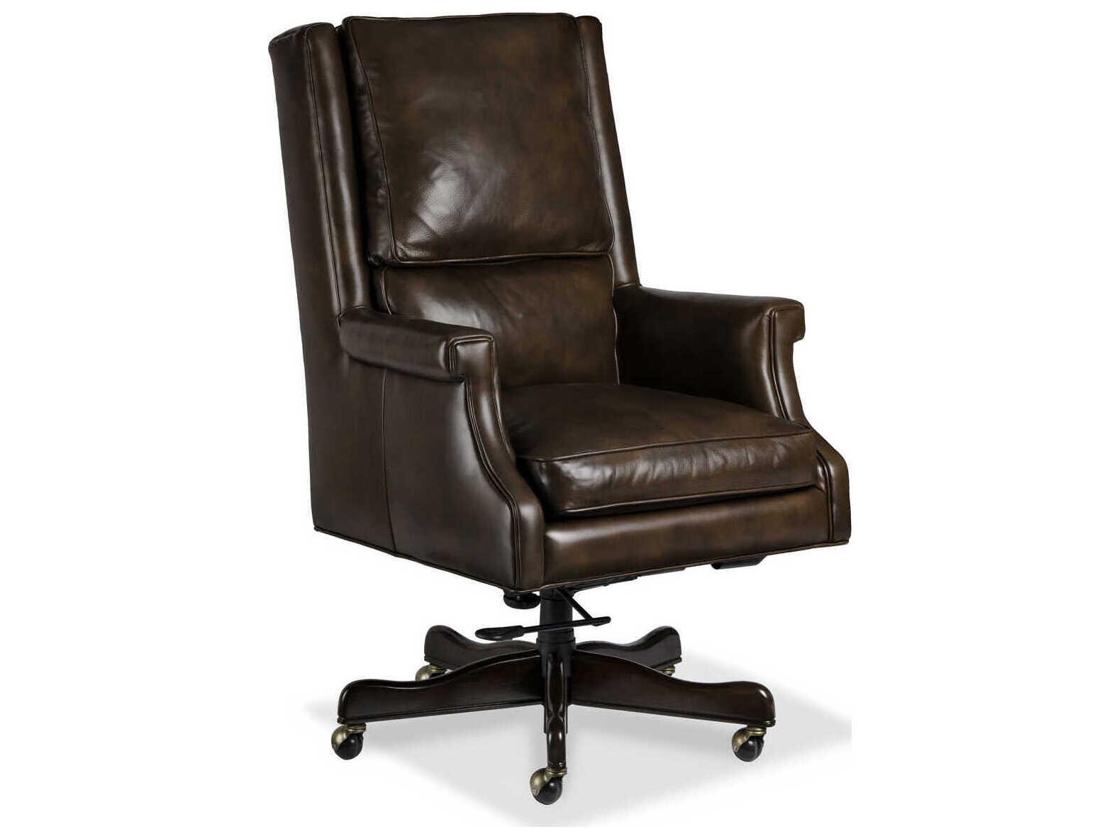 Maitland Smith Murphy Brown Leather Swivel Tilt Executive Desk Chair
