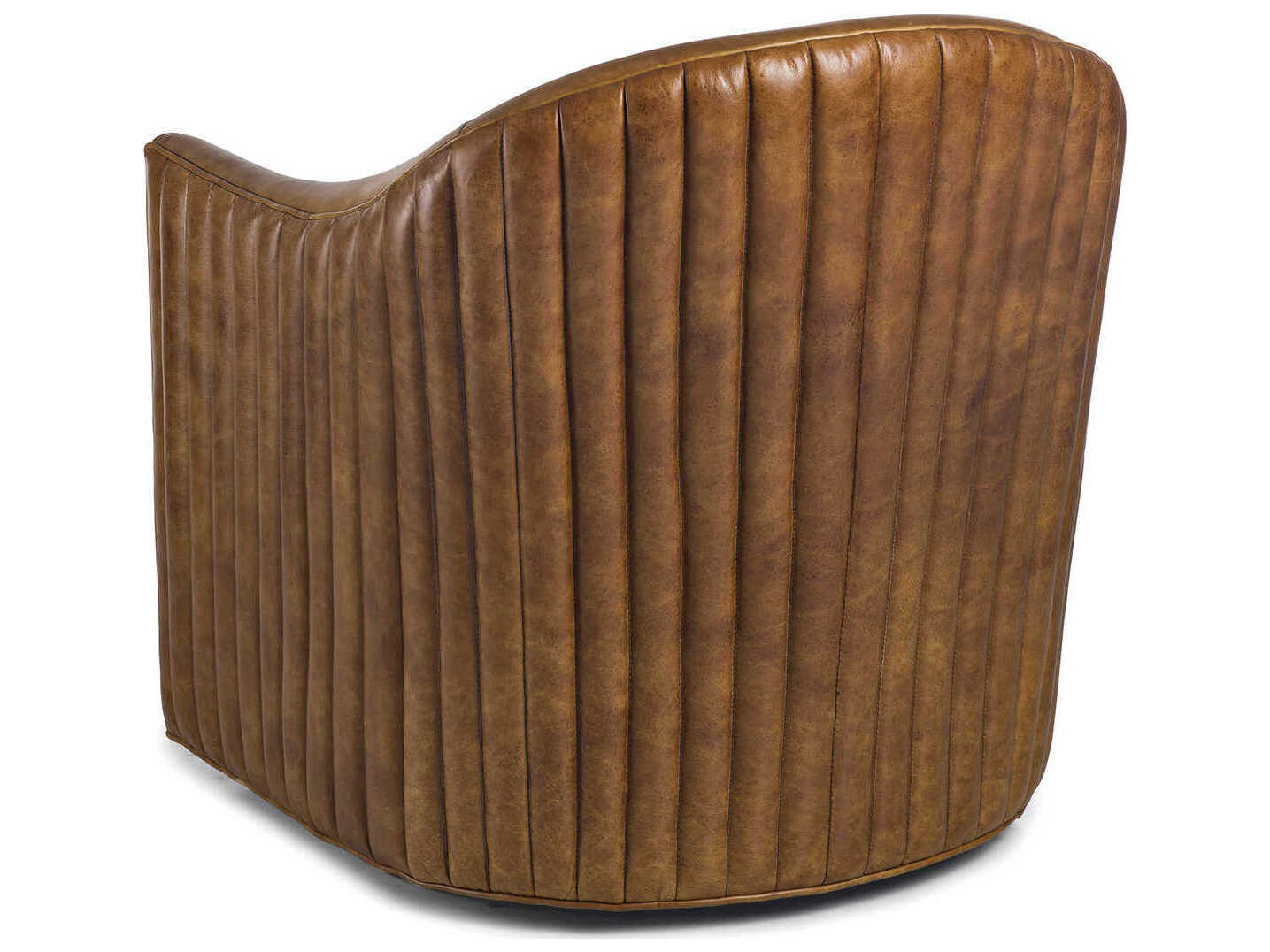 Maitland Smith Callie Swivel Brown Leather Accent Chair