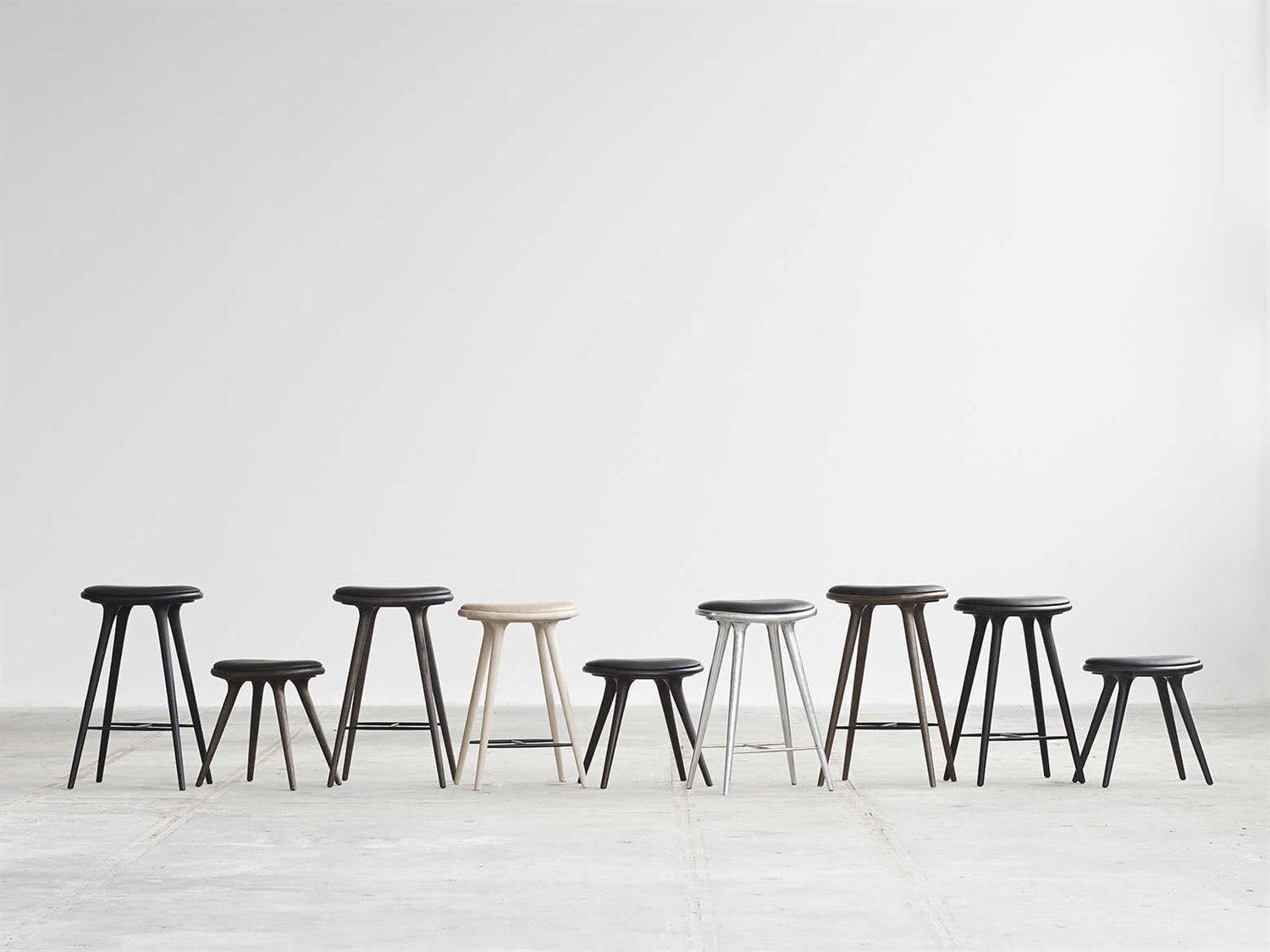 Mater Space Leather Beech Wood Black Stain Counter Stool