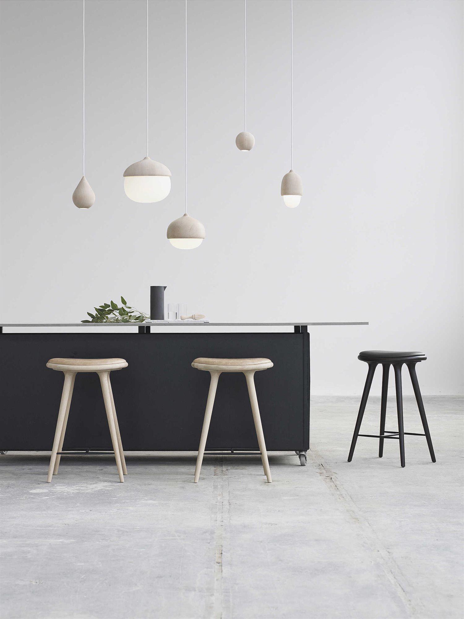 Mater Space Leather Oak Wood Soaped Counter Stool