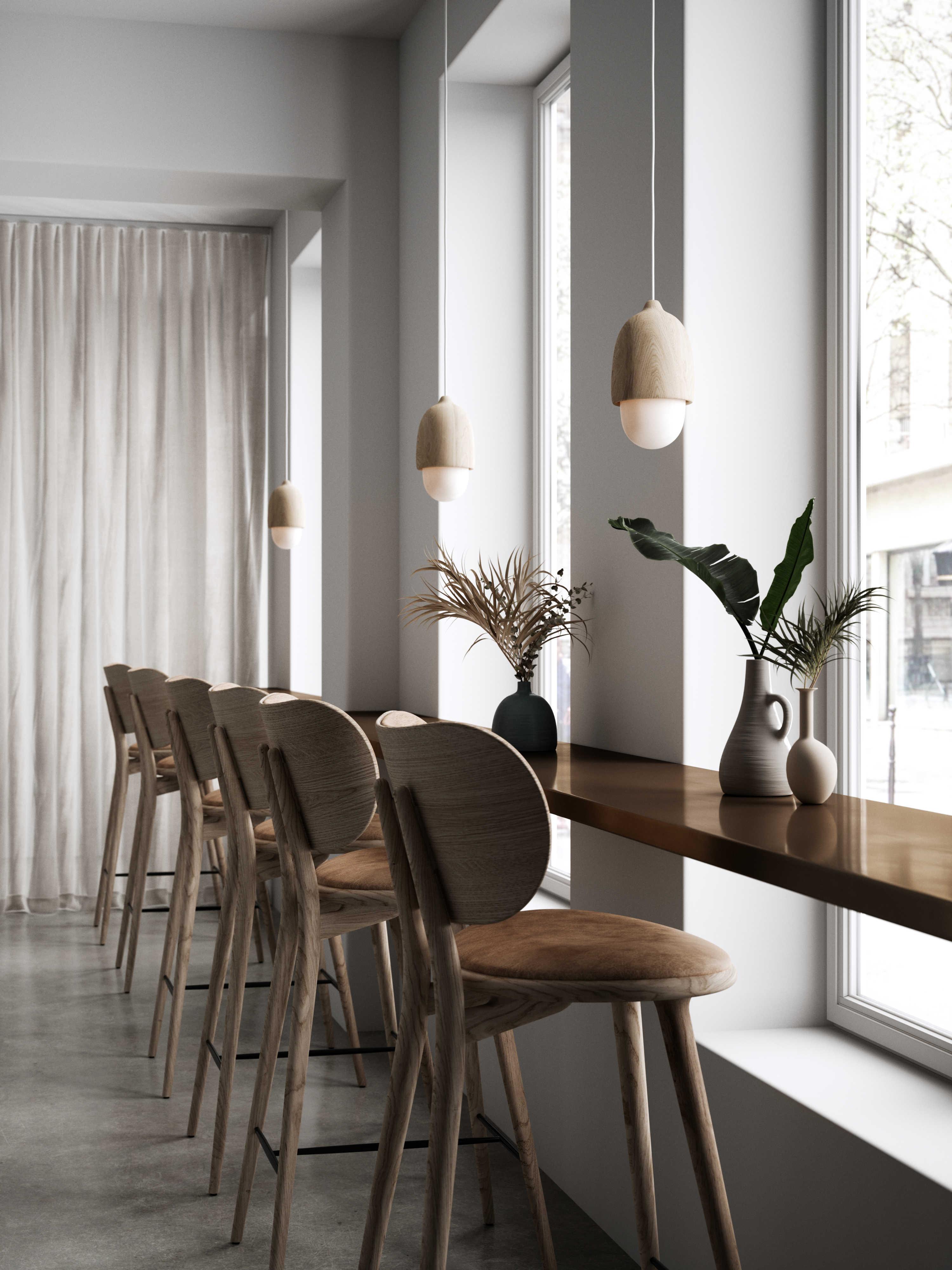 Mater Leather Natural Matt Lacquered Bar Stool