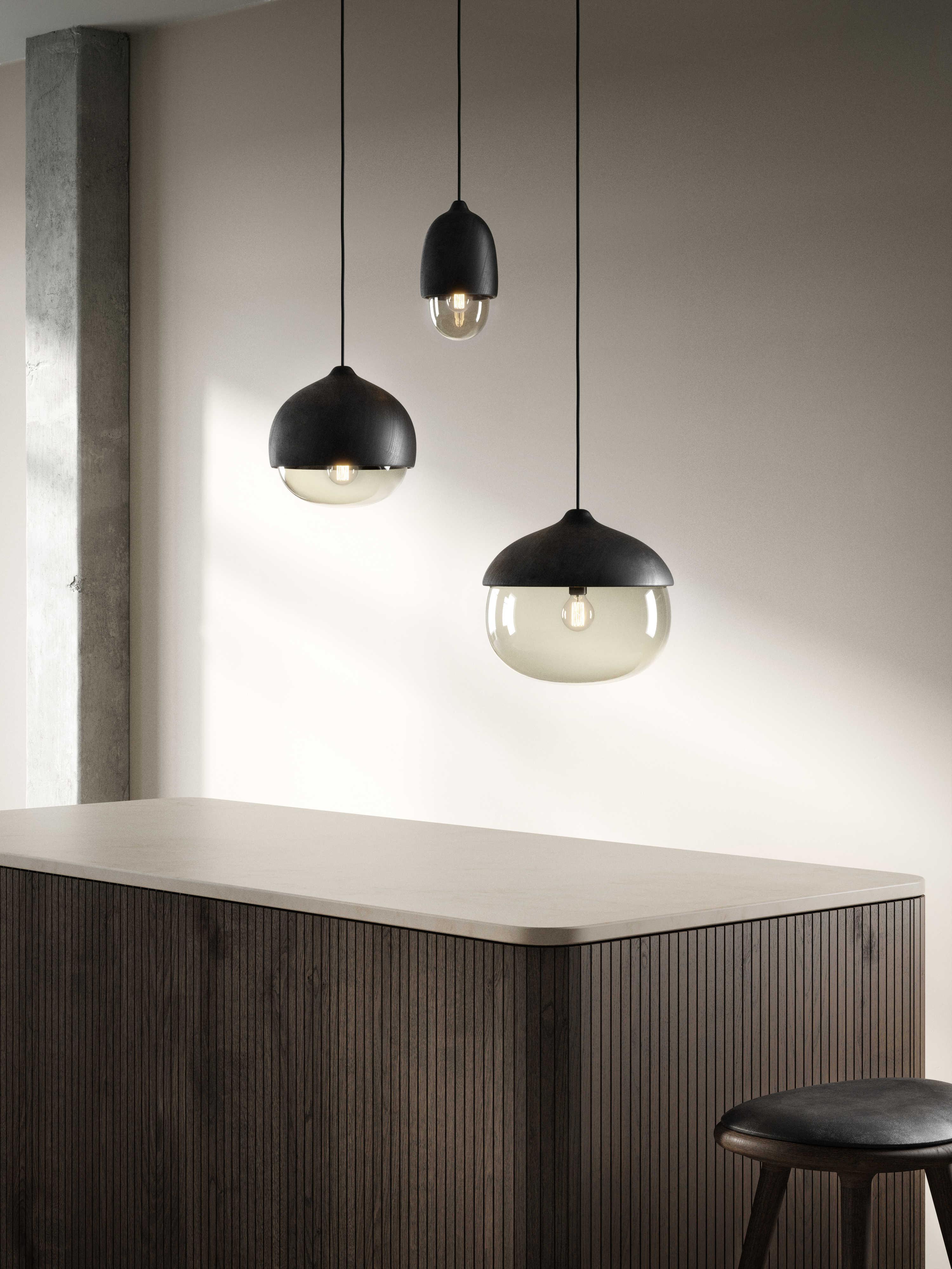 Mater Terho Black Lacquered Glass LED Bell Mini Pendant