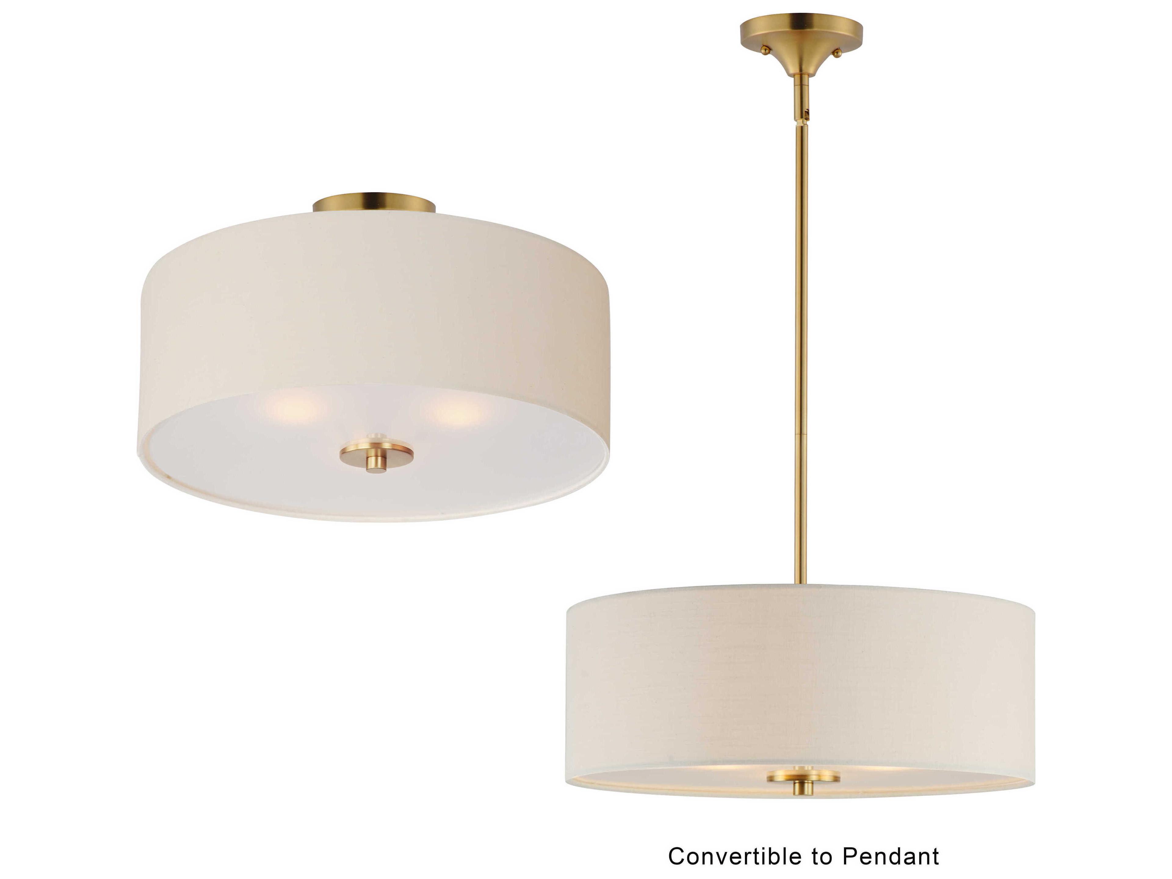 Maxim Lighting Bongo 3-Light Natural Aged Brass Drum Semi Flush Mount