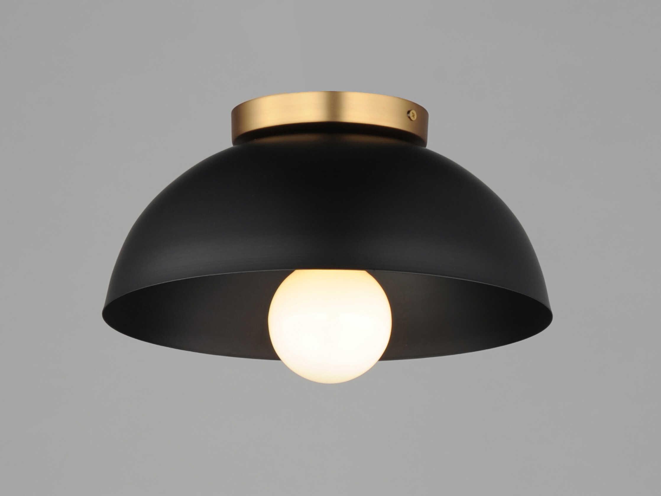 Maxim Lighting Thelonious 1-Light Black Natural Aged Brass Dome Flush Mount