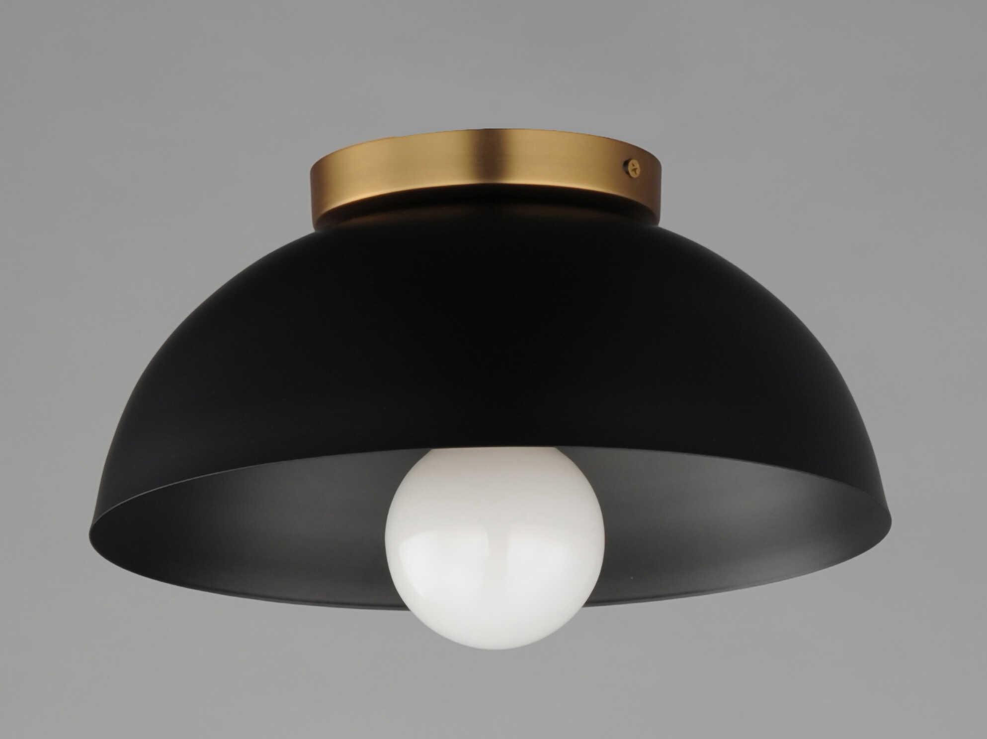 Maxim Lighting Thelonious 1-Light Black Natural Aged Brass Dome Flush Mount