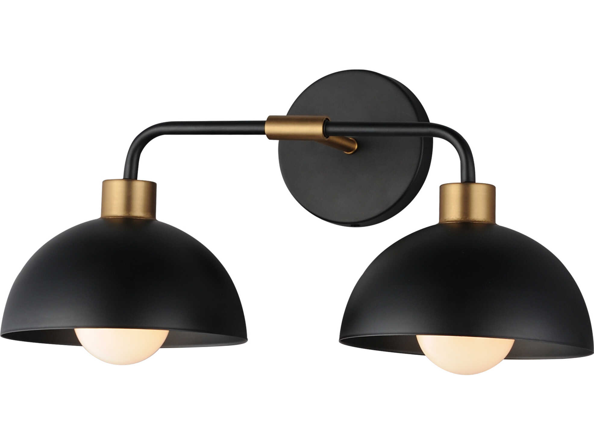 Maxim Lighting Thelonious 2-Light Black Natural Aged Brass Vanity Light