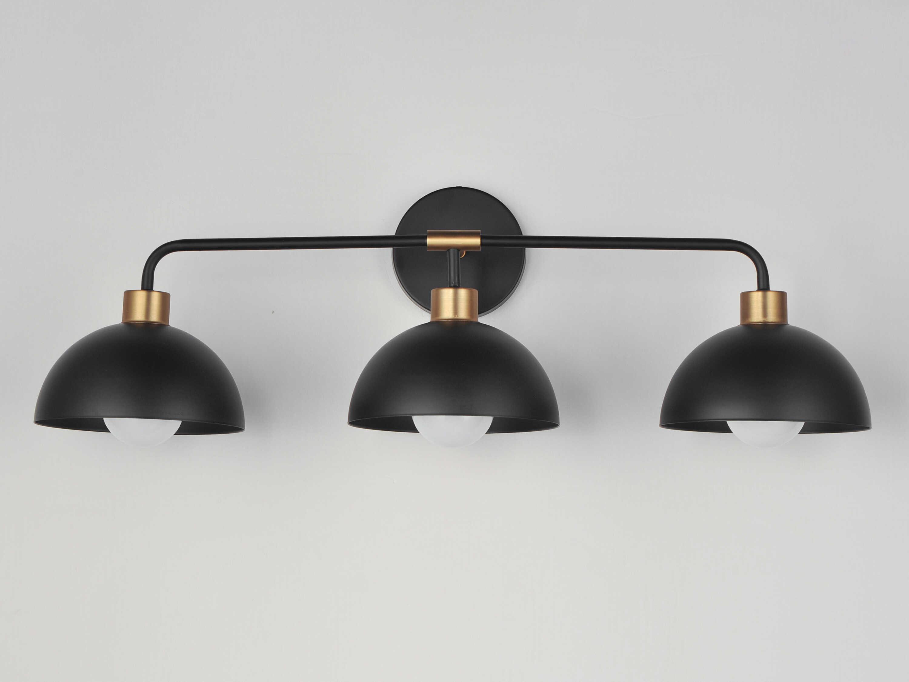 Maxim Lighting Thelonious 3-Light Black Natural Aged Brass Vanity Light