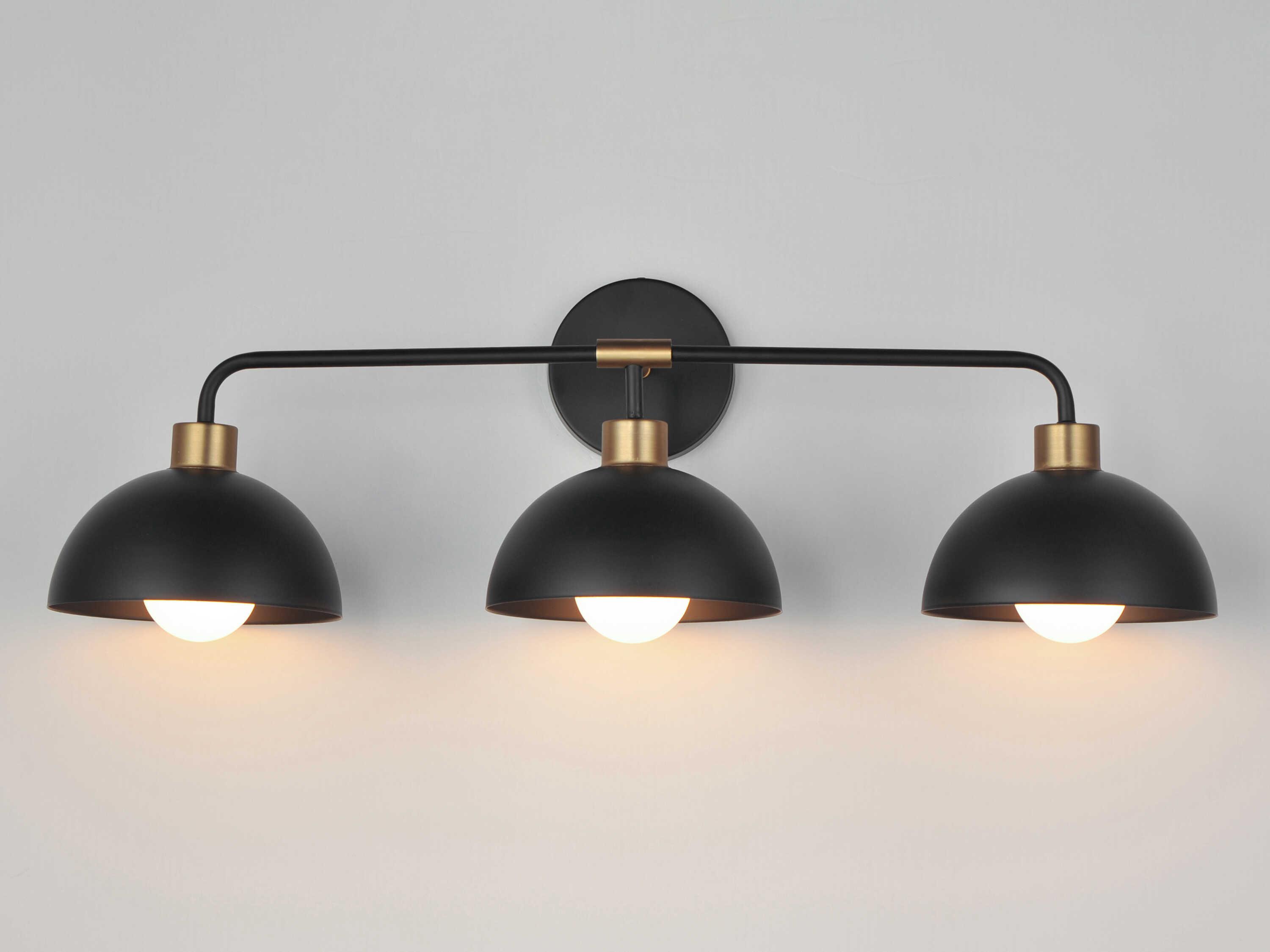 Maxim Lighting Thelonious 3-Light Black Natural Aged Brass Vanity Light
