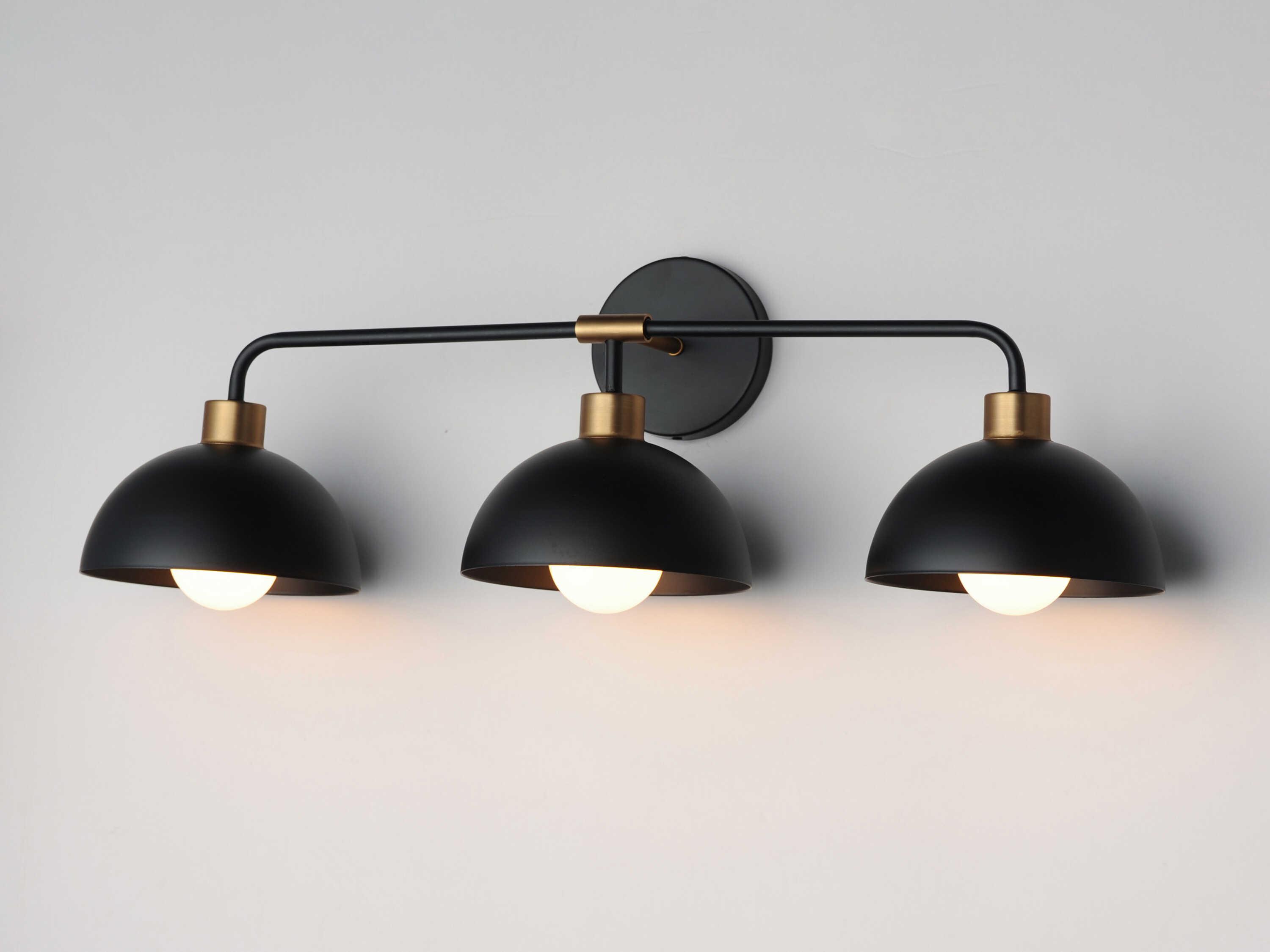 Maxim Lighting Thelonious 3-Light Black Natural Aged Brass Vanity Light