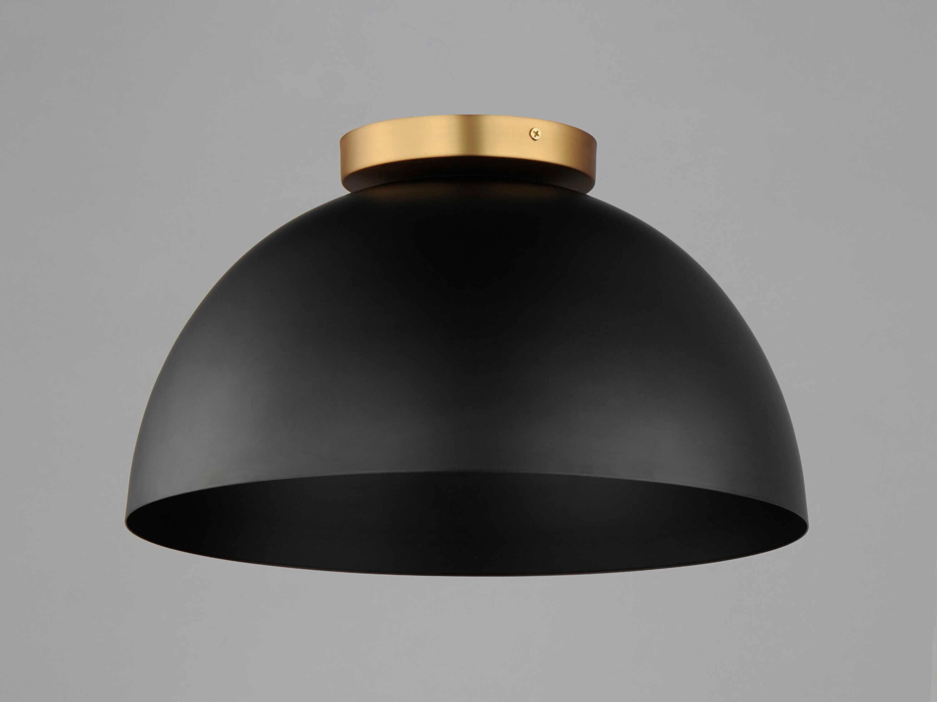 Maxim Lighting Thelonious 1-Light Black Natural Aged Brass Dome Flush Mount