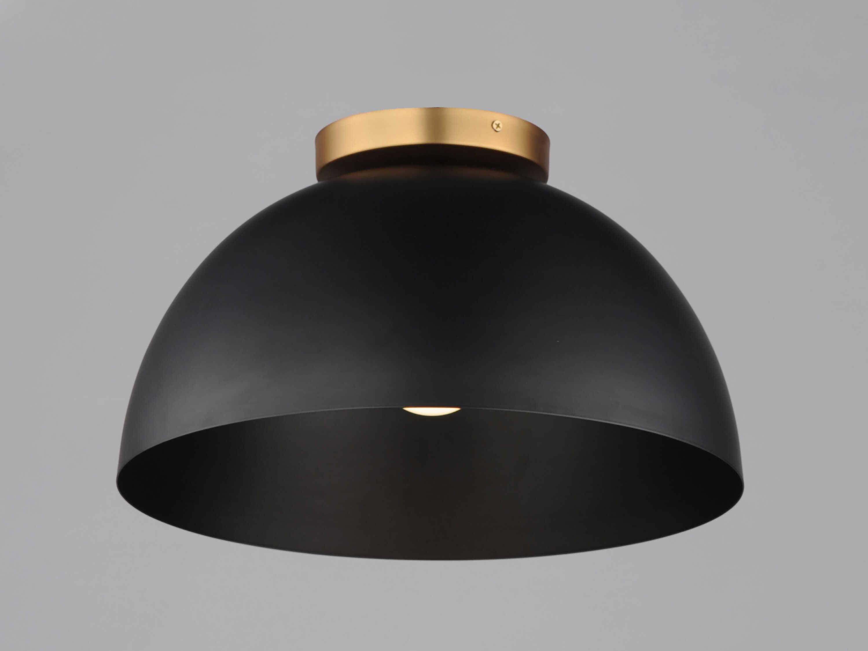 Maxim Lighting Thelonious 1-Light Black Natural Aged Brass Dome Flush Mount