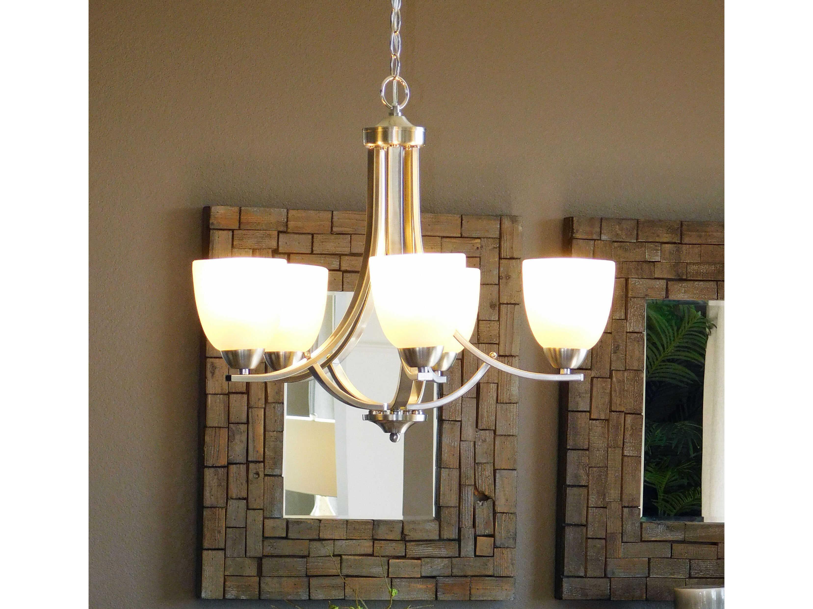 Maxim Lighting Stefan 5-Light Satin Nickel Glass Bell Chandelier