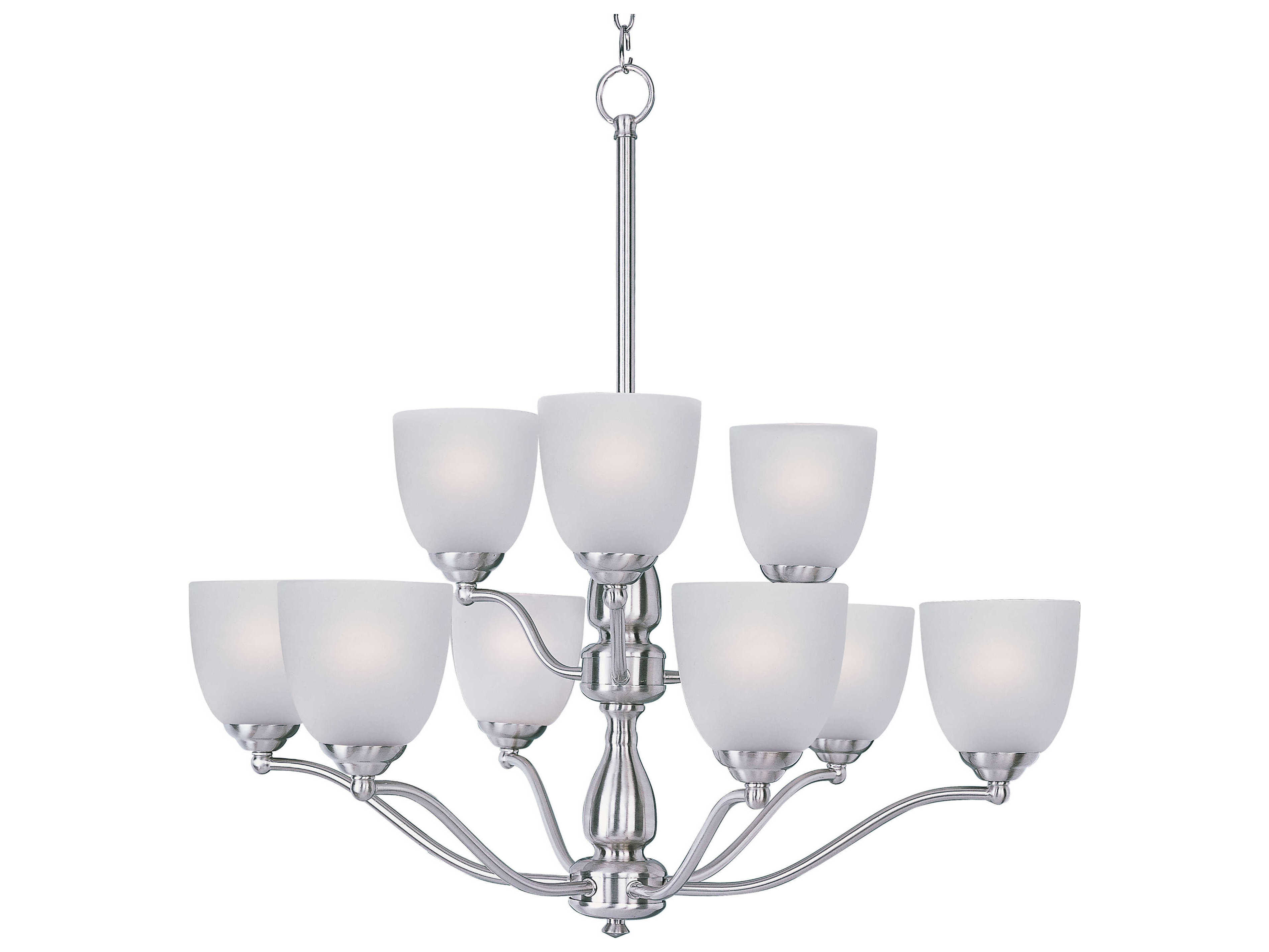 Maxim Lighting Stefan 9-Light Satin Nickel Glass Bell Tiered Chandelier