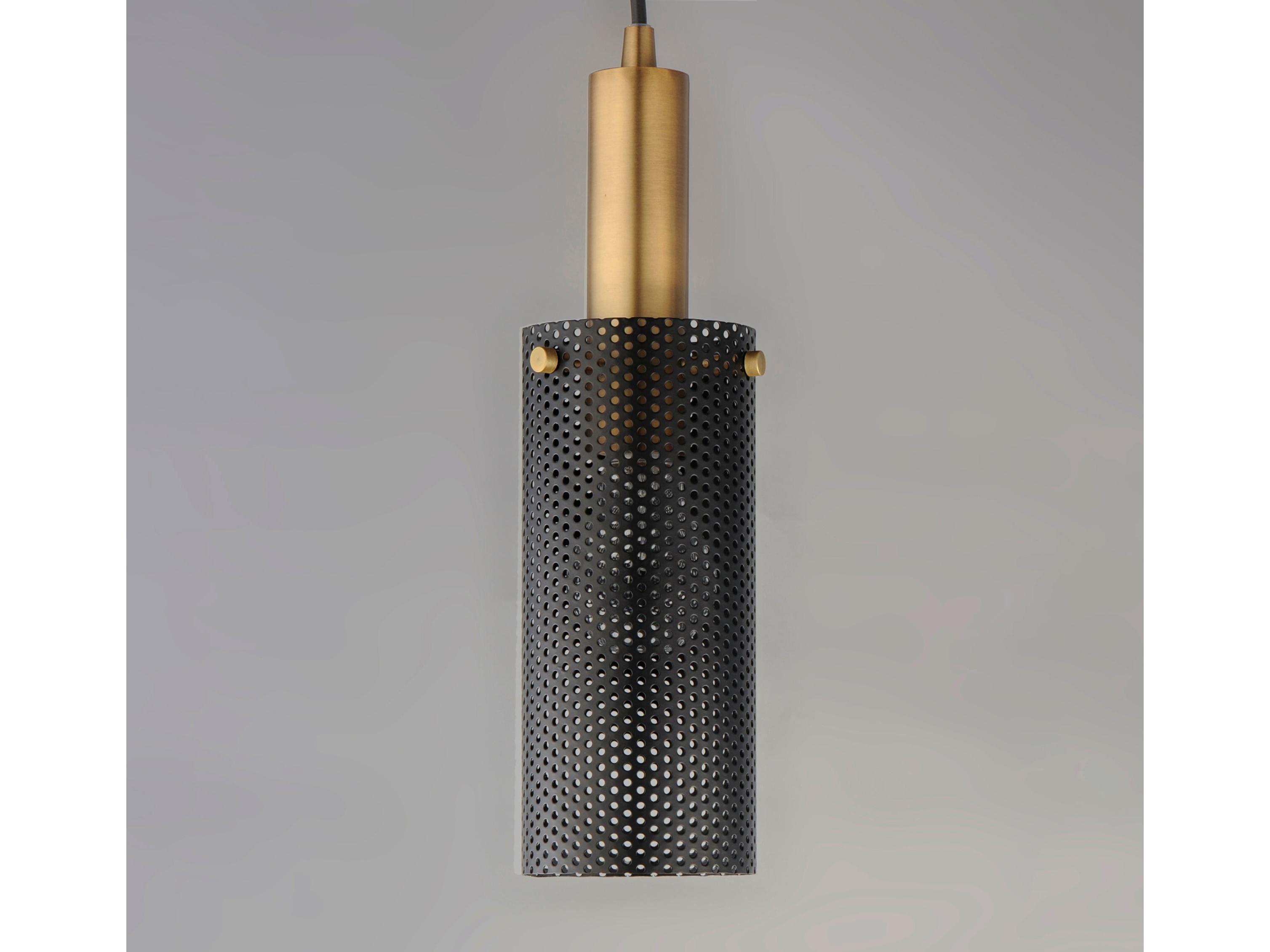 Maxim Lighting Perf 1-Light Black Satin Brass Cylinder Mini Pendant