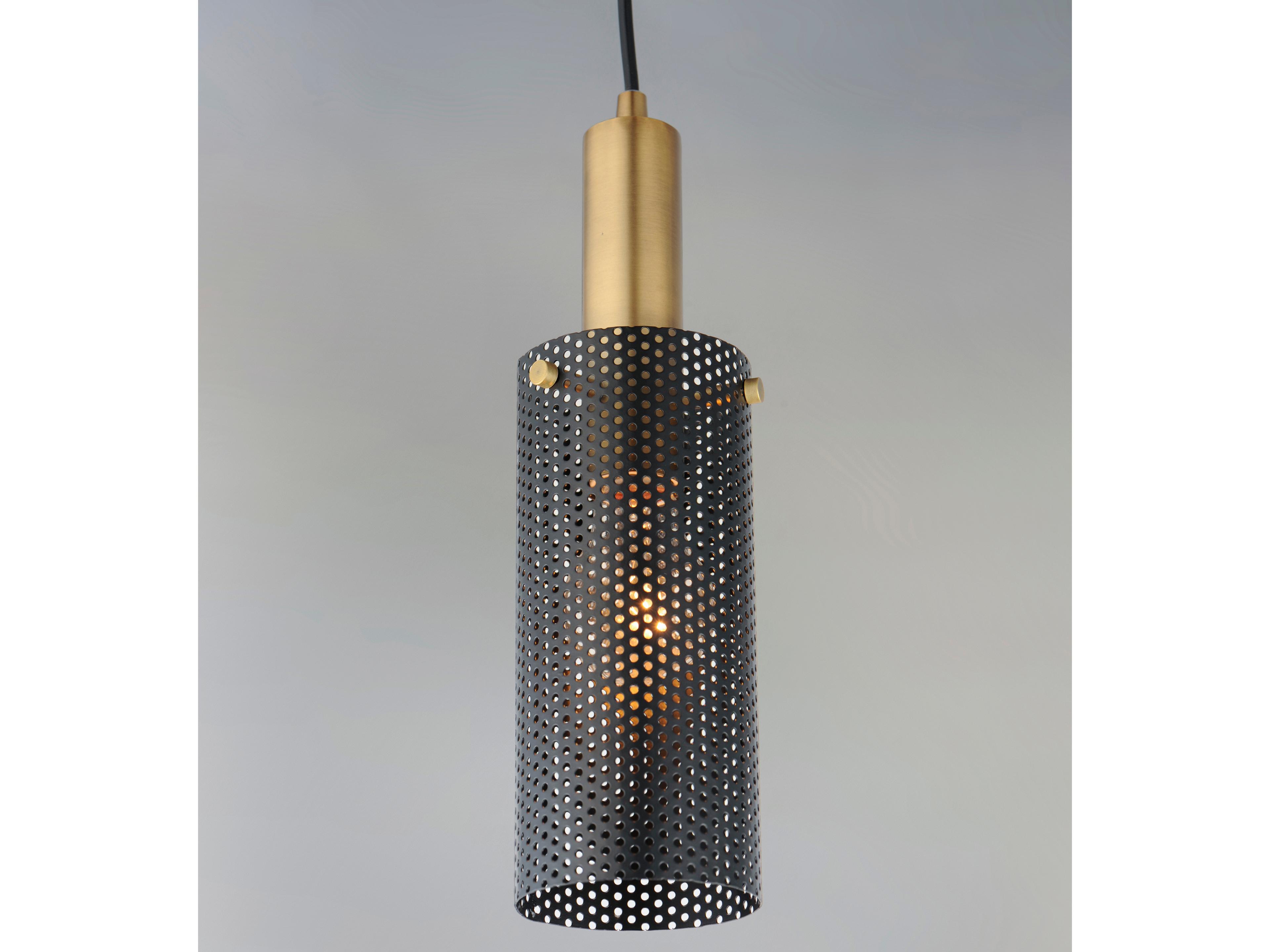 Maxim Lighting Perf 1-Light Black Satin Brass Cylinder Mini Pendant
