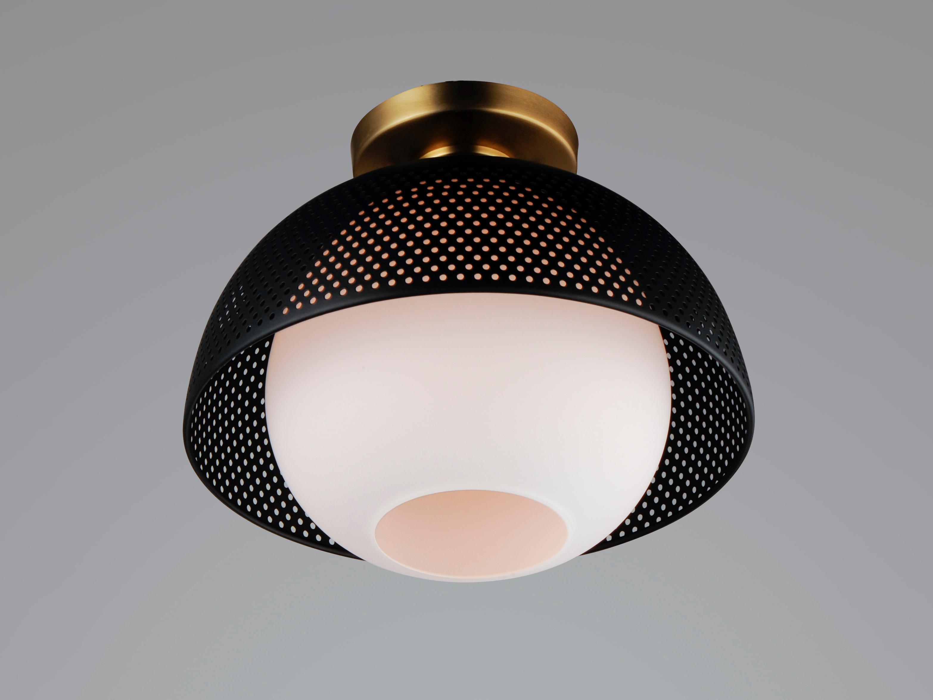 Maxim Lighting Perf 1-Light Black Satin Brass Glass Dome Globe Semi Flush Mount