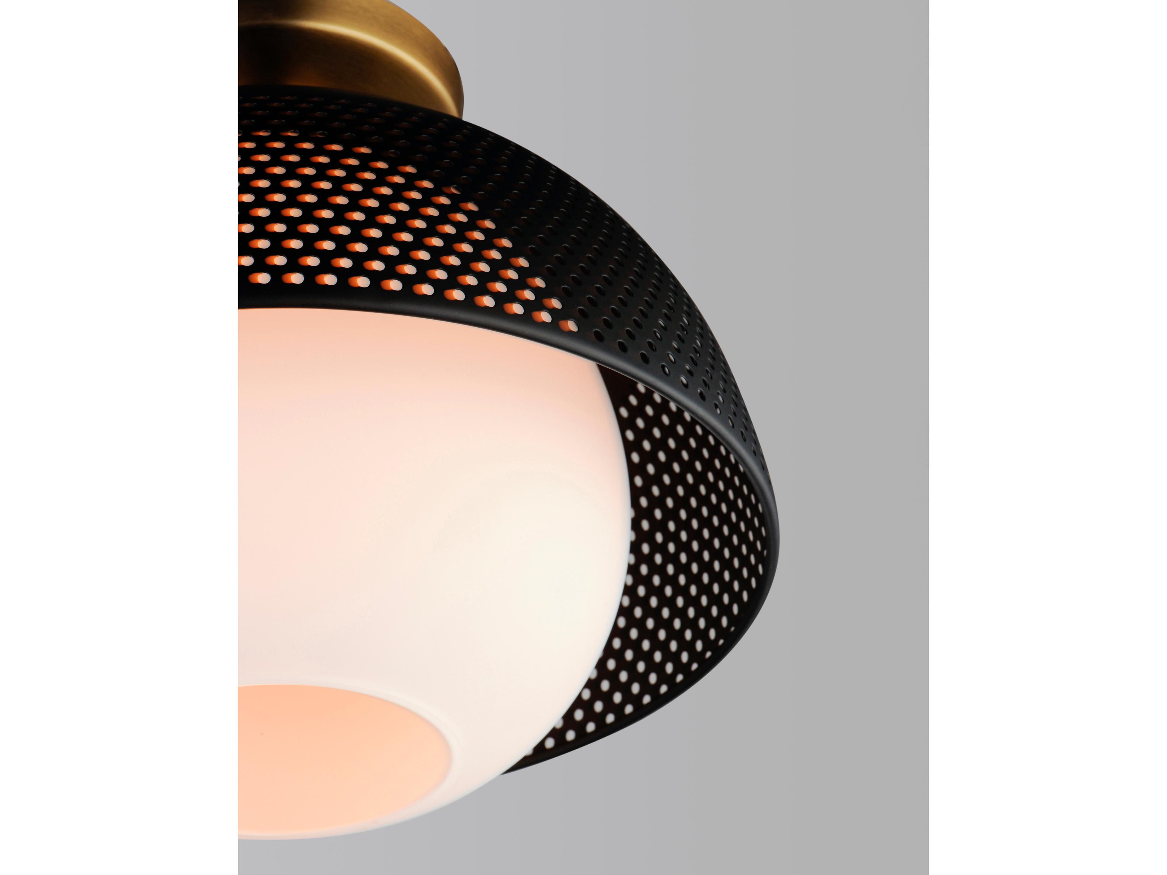 Maxim Lighting Perf 1-Light Black Satin Brass Glass Dome Globe Semi Flush Mount