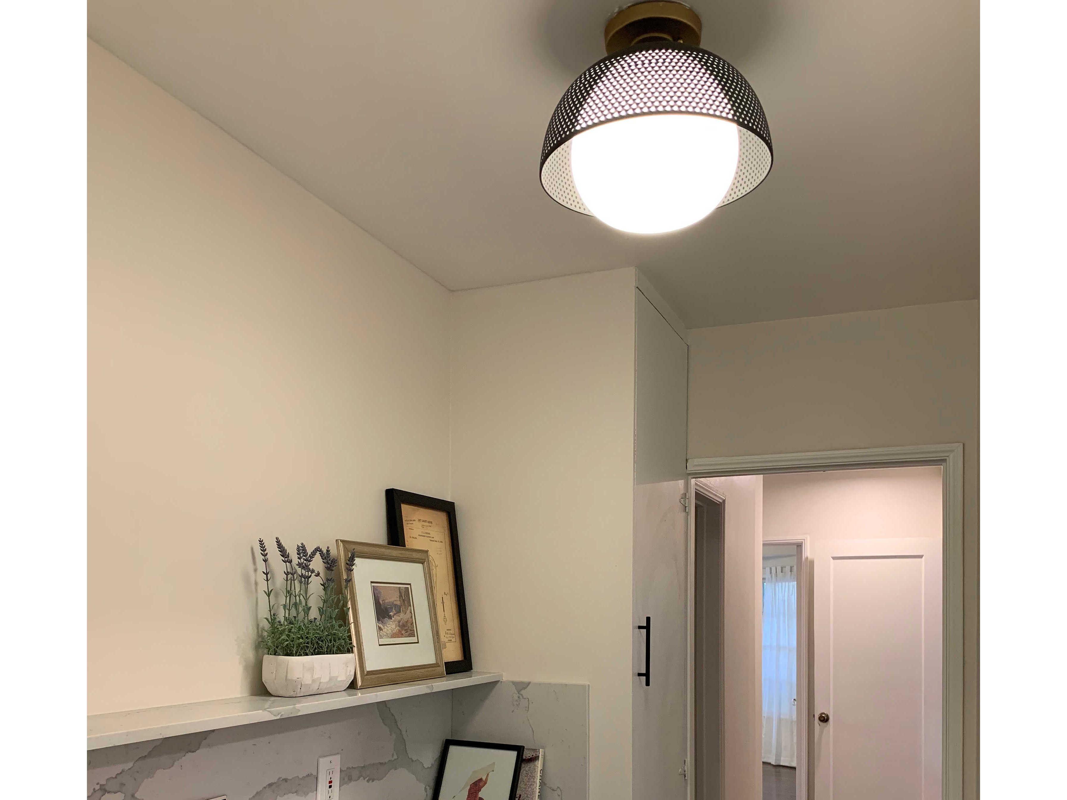 Maxim Lighting Perf 1-Light Black Satin Brass Glass Dome Globe Semi Flush Mount