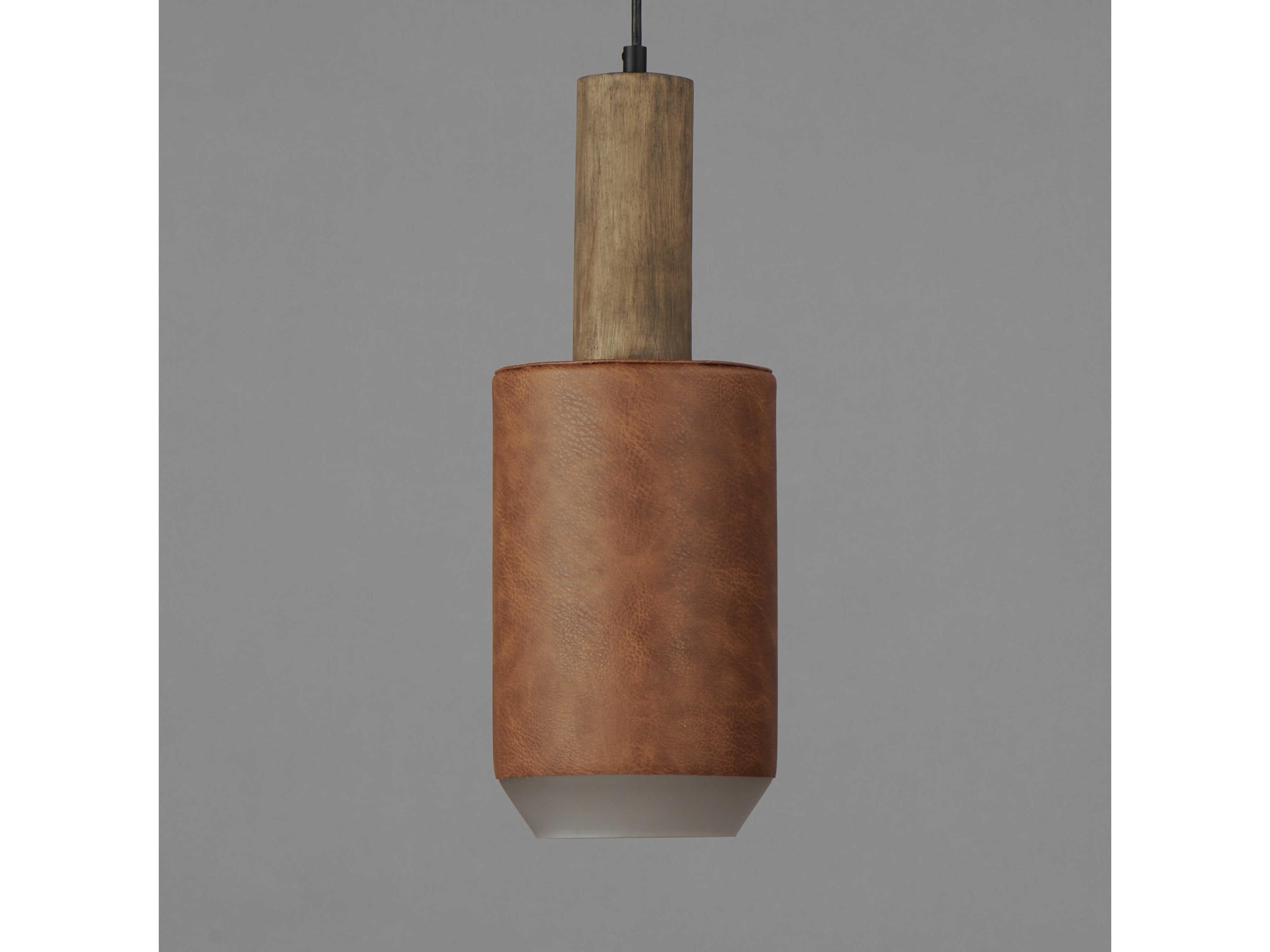 Maxim Lighting Scout 1-Light Weathered Wood Tan Leather Brown Glass LED Mini Pendant