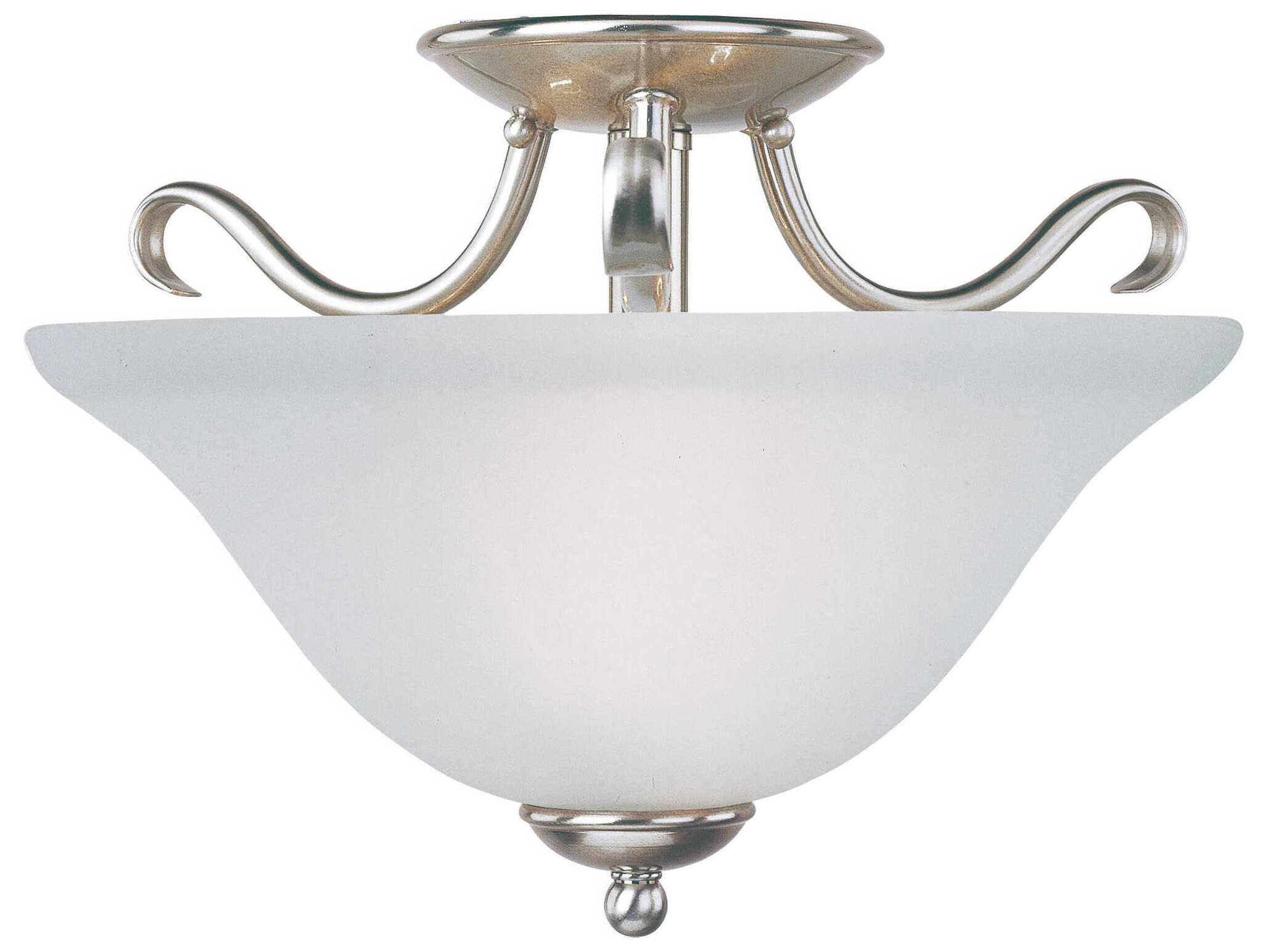 Maxim Lighting Basix 2-Light Satin Nickel Glass Bowl Semi Flush Mount
