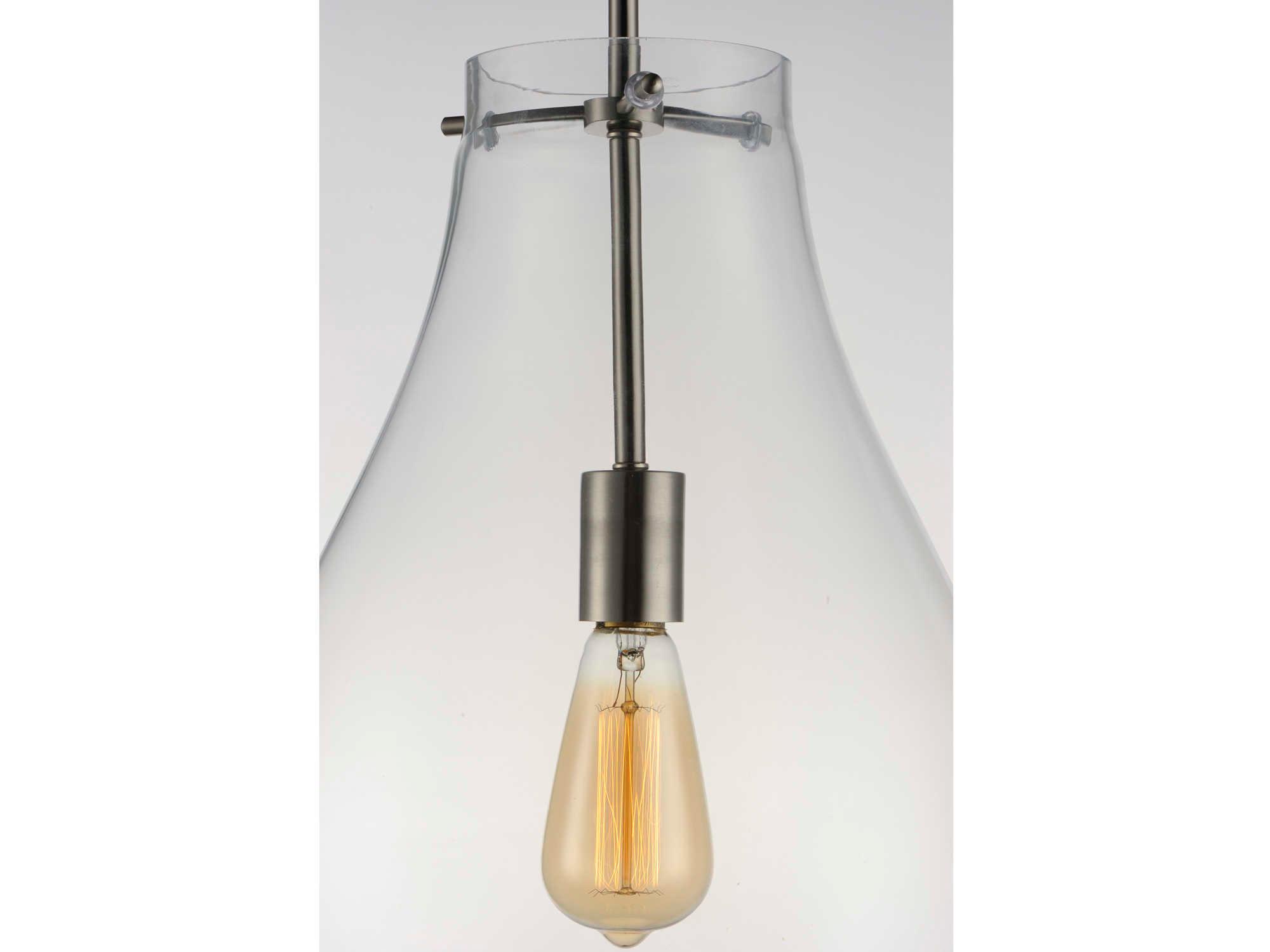 Maxim Lighting Gourd 1-Light Satin Nickel Crystal Glass Bell Globe Mini Pendant