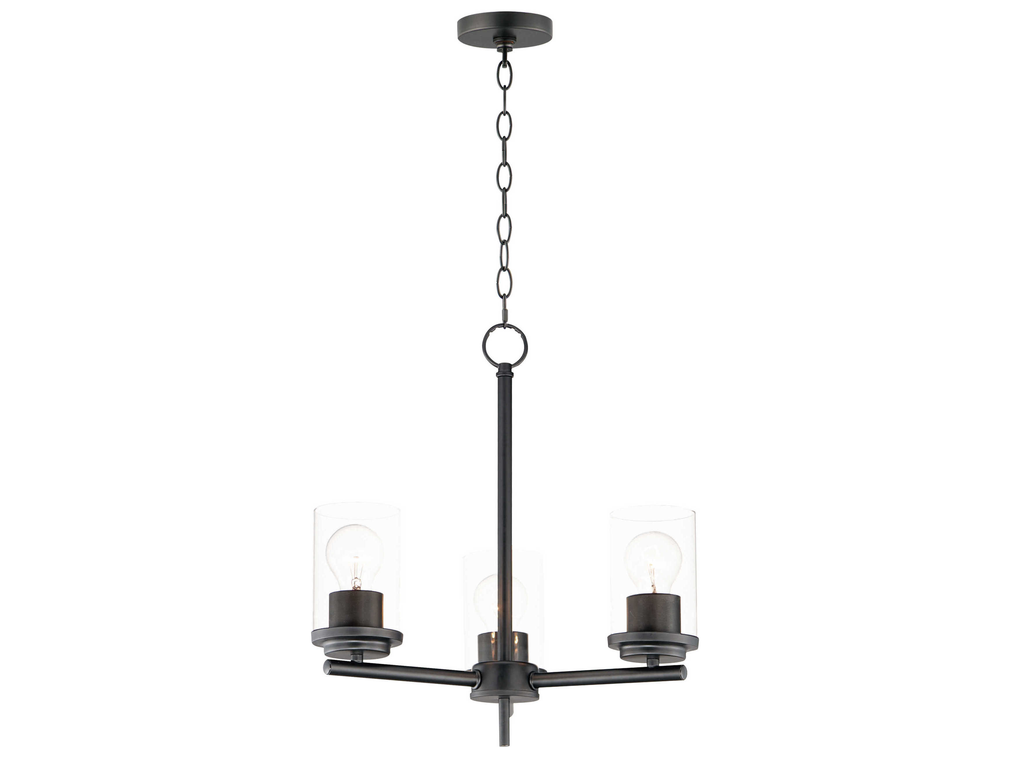 Maxim Lighting Corona 3-Light Black Glass Cylinder Chandelier