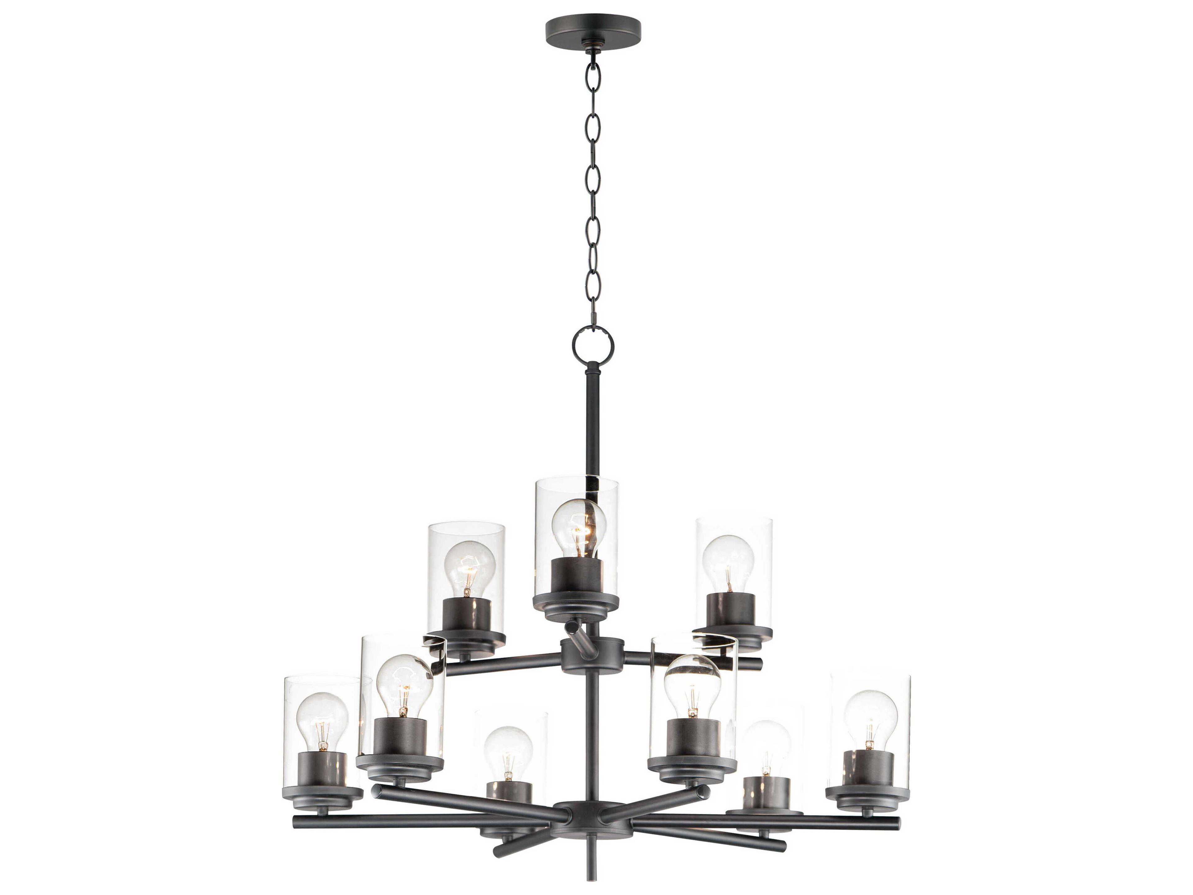 Maxim Lighting Corona 9-Light Black Glass Cylinder Chandelier