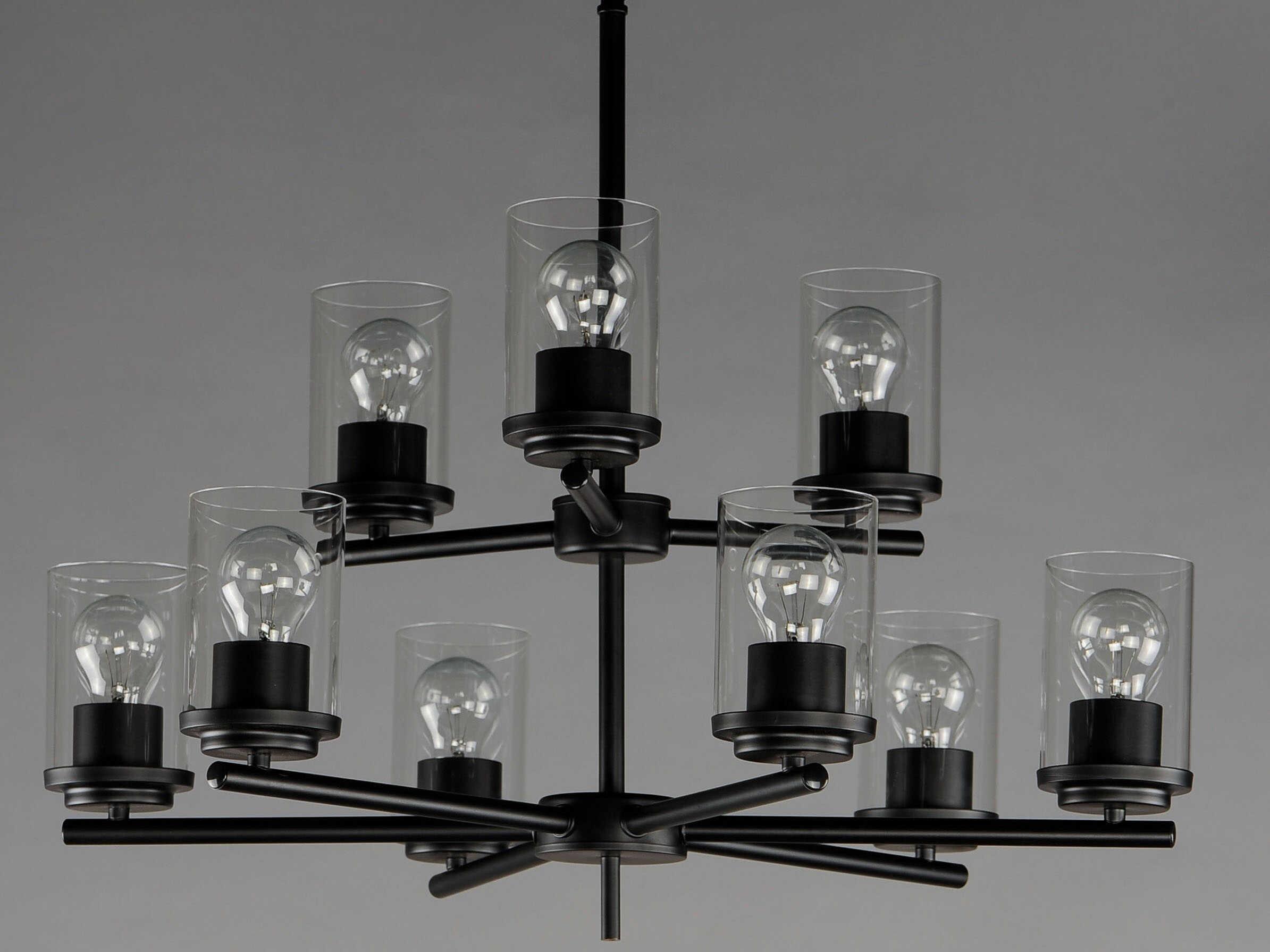 Maxim Lighting Corona 9-Light Black Glass Cylinder Chandelier