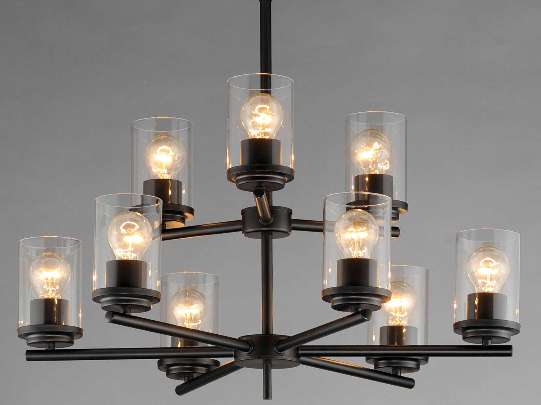 Maxim Lighting Corona 9-Light Black Glass Cylinder Chandelier