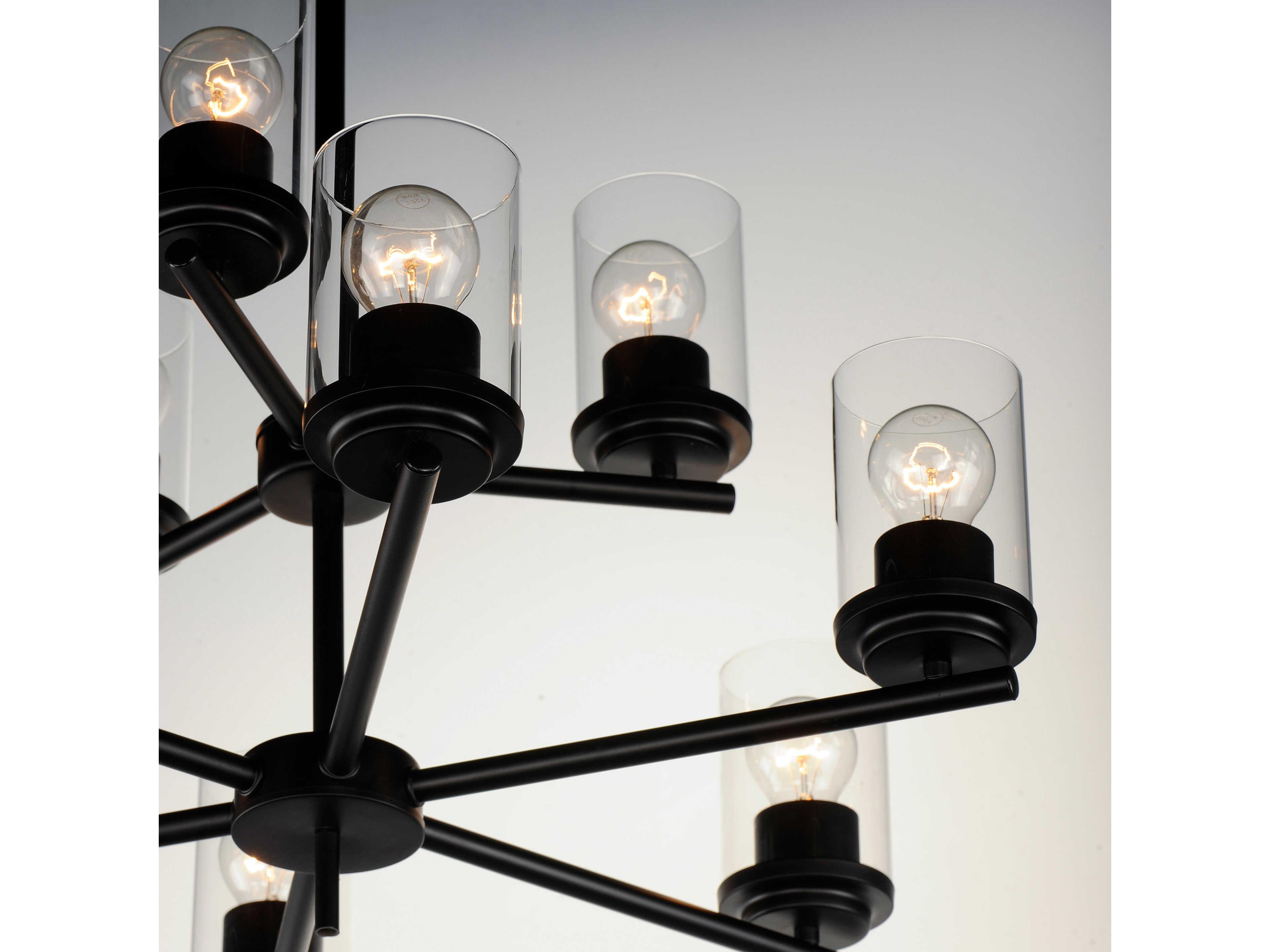Maxim Lighting Corona 9-Light Black Glass Cylinder Chandelier