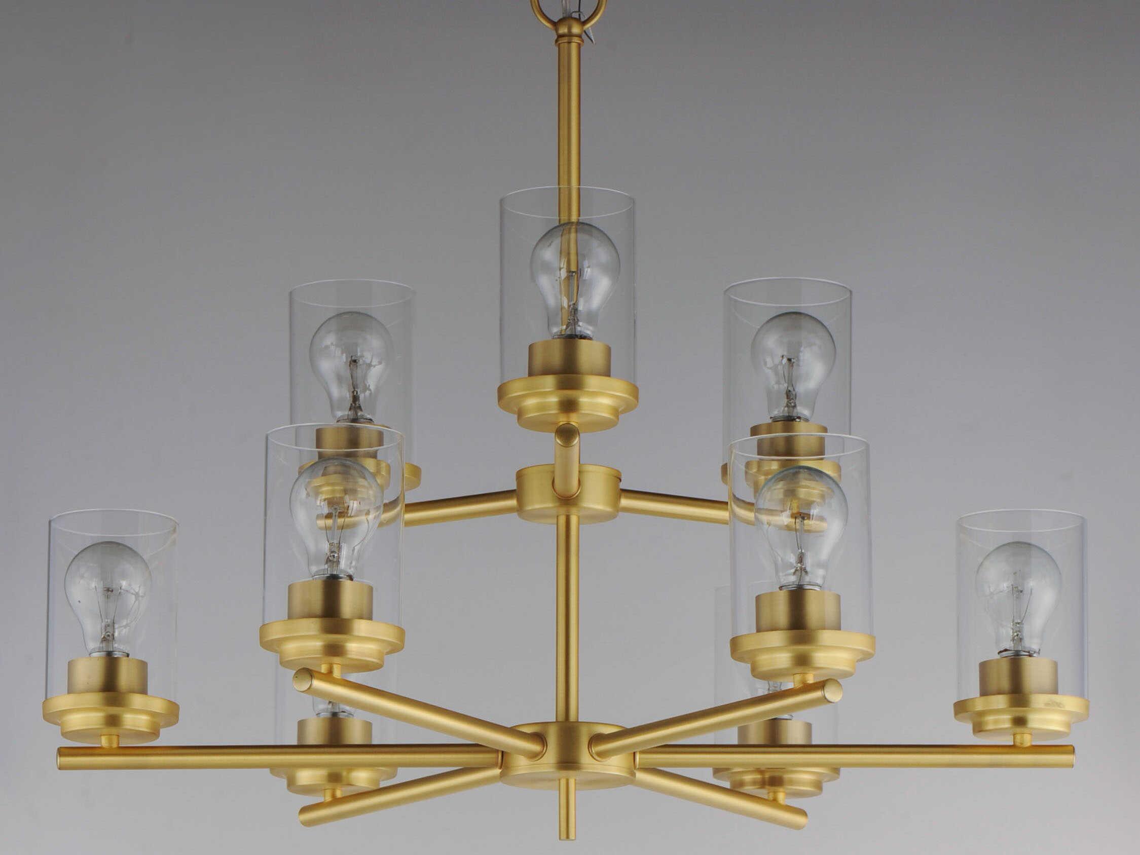 Maxim Lighting Corona 9-Light Satin Brass Glass Cylinder Chandelier