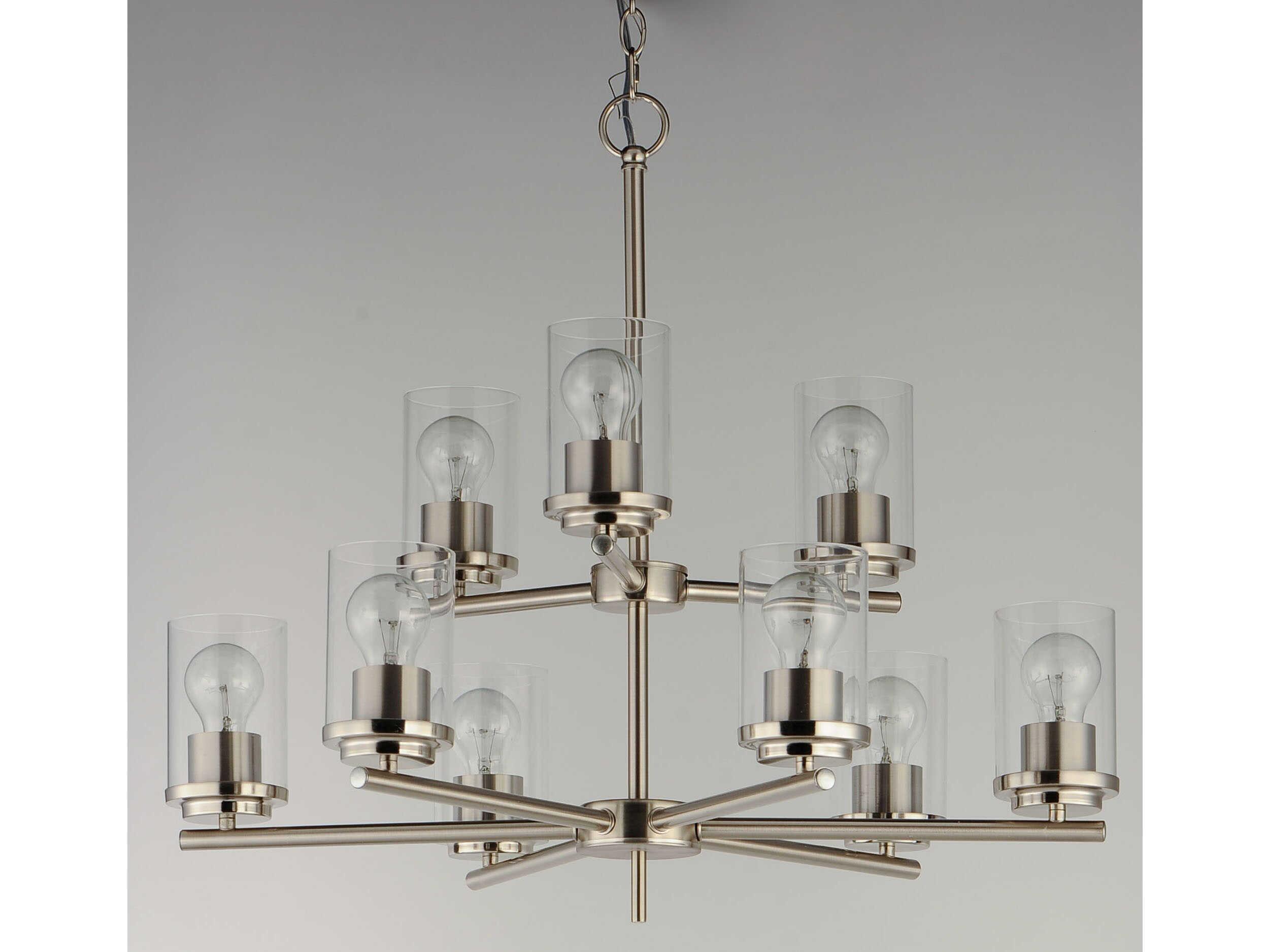 Maxim Lighting Corona 9-Light Satin Nickel Glass Cylinder Chandelier